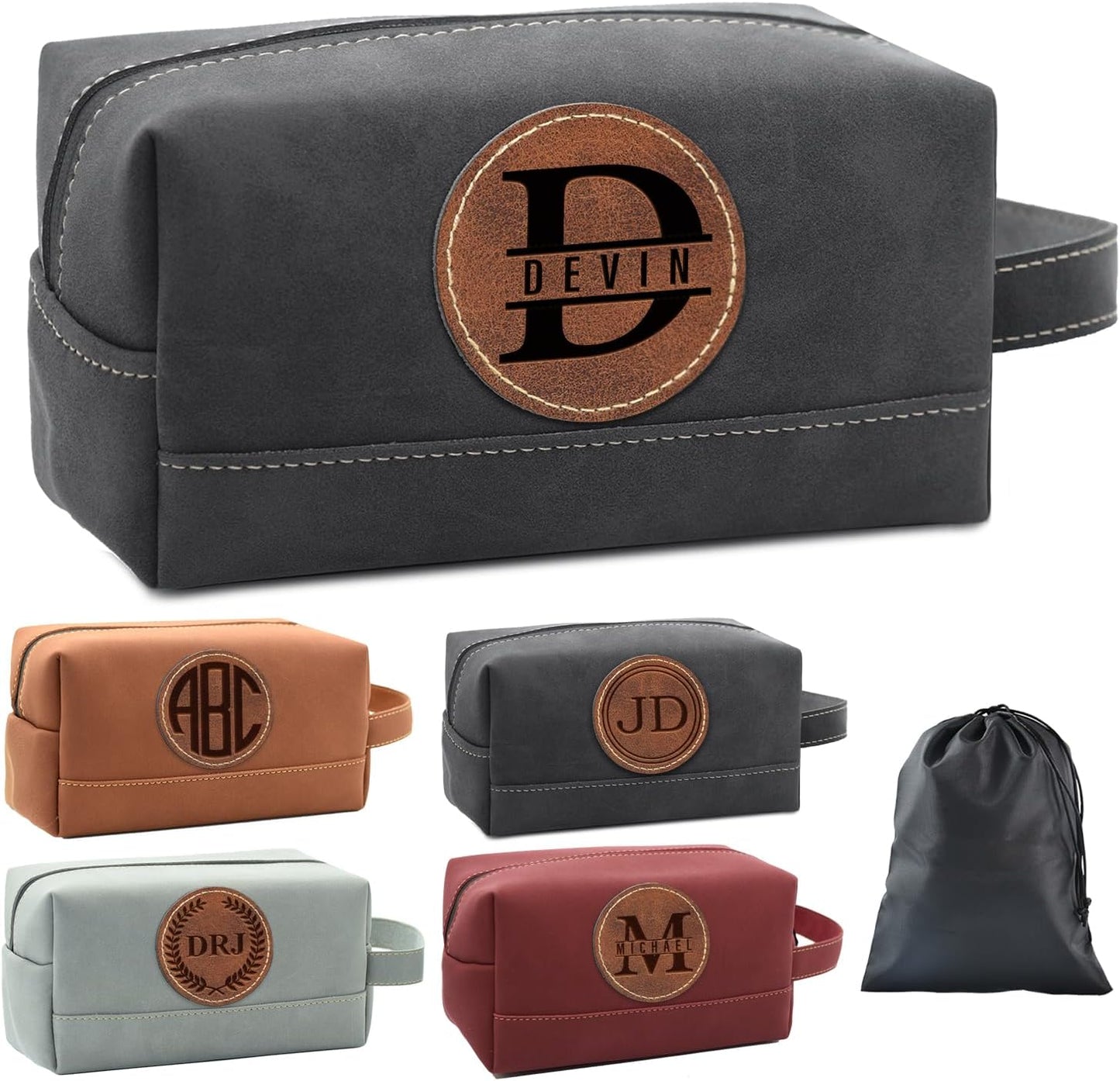 Personalized Toiletry Bag for Men - Custom Leather Dopp Kit