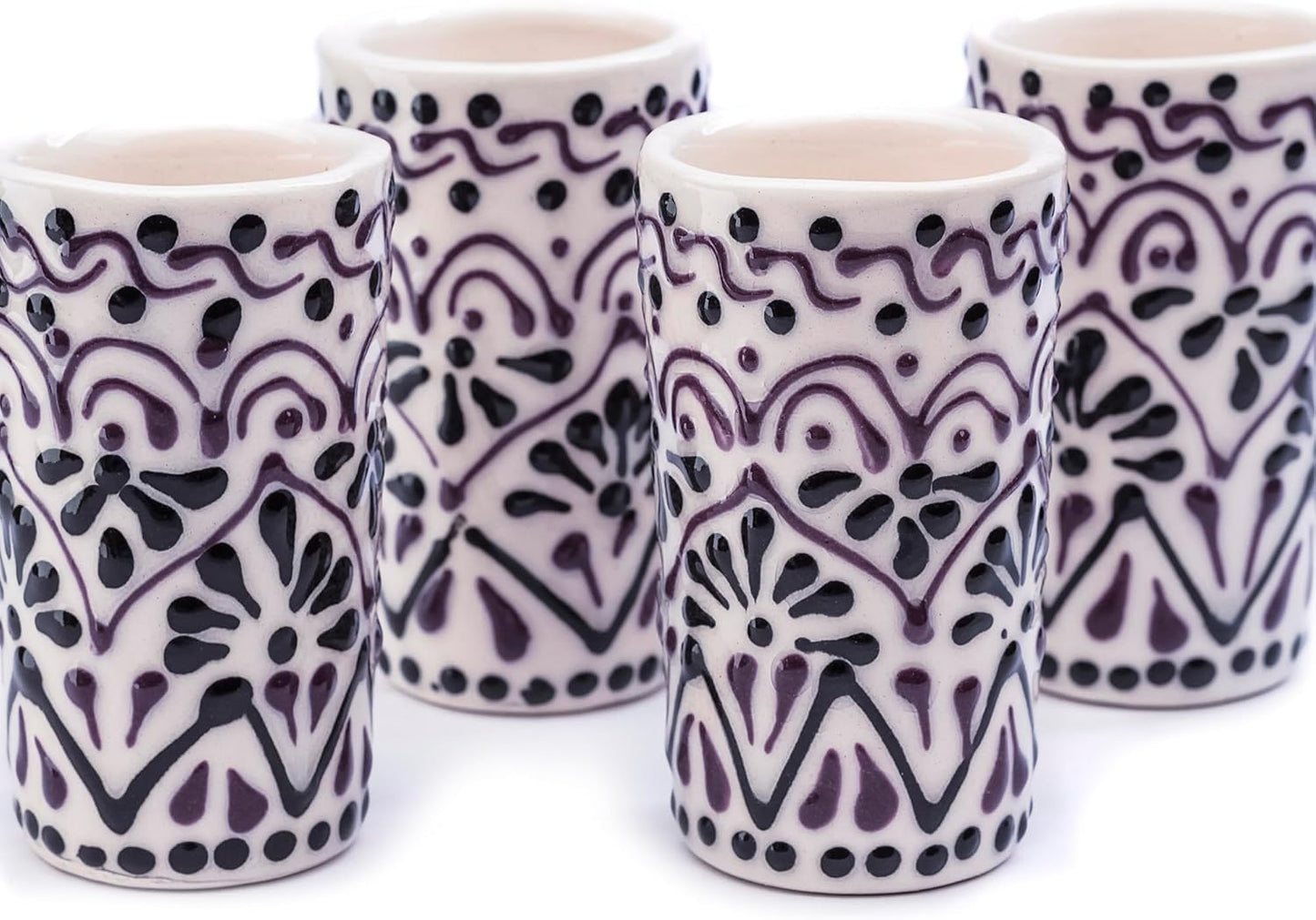 Authentic Mexican Talavera Shot Glasses Set of 4 for Tequila