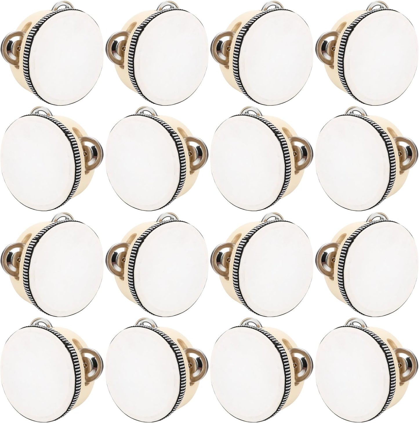16 Pcs 4 Inch Adult Wedding Tambourines for Festive Occasions