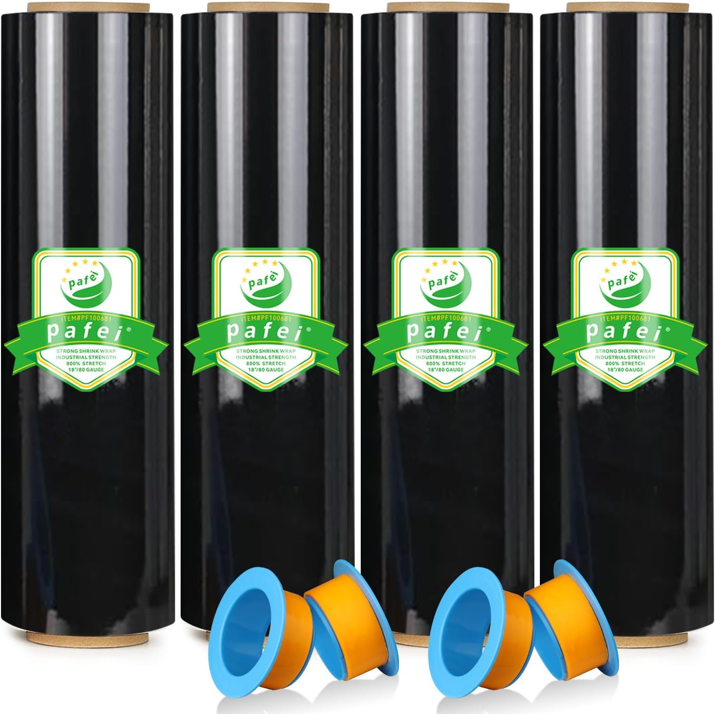 18in x 1500ft Black Stretch Wrap Roll for Heavy Duty Packing