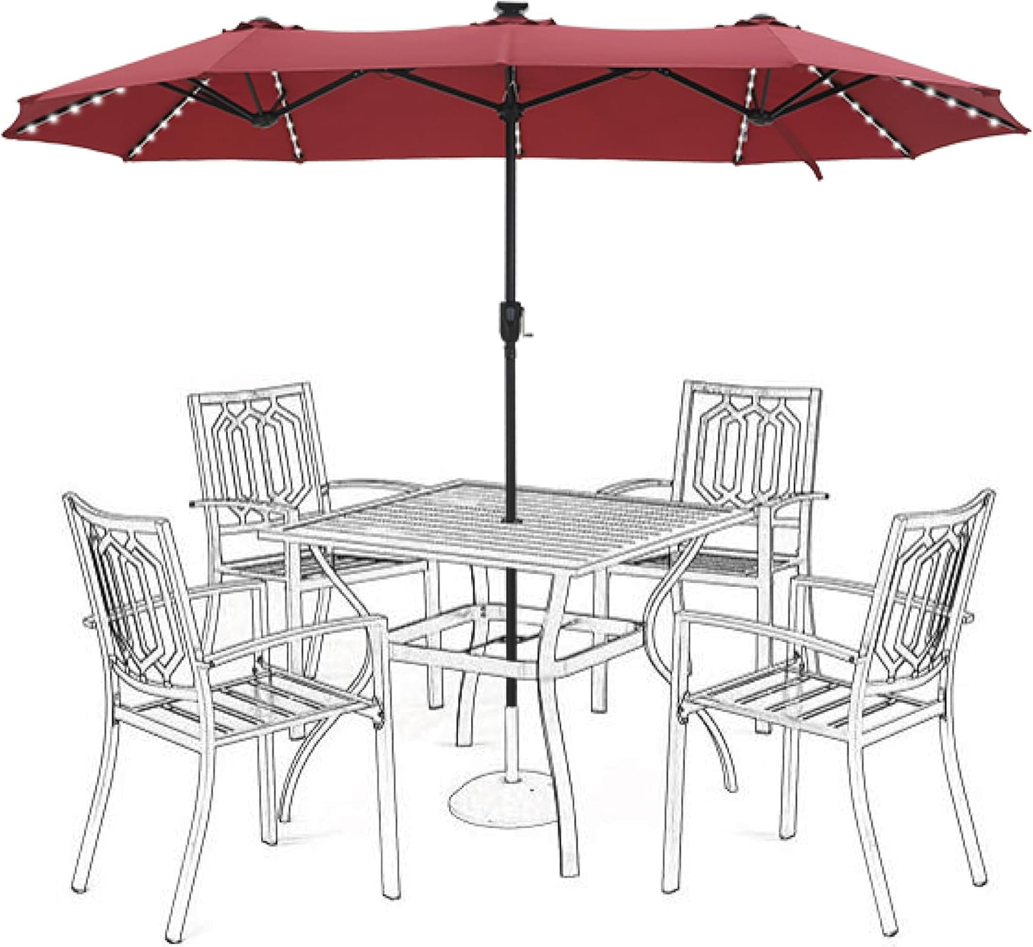 13ft Patio Umbrella with LED Solar Lights for Outdoor Spaces