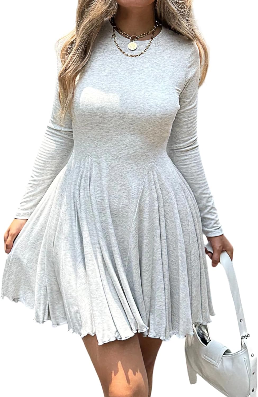 Womens Long Sleeve Casual Swing Dress for Fall and Winter