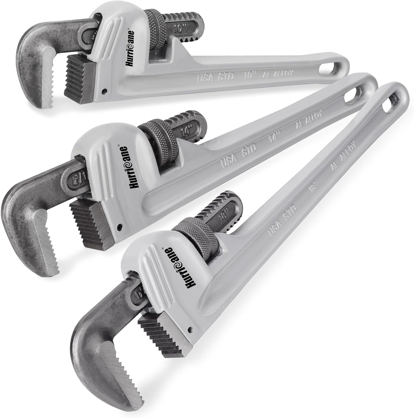 HURRICANE 3-Piece Aluminum Pipe Wrench Set for Plumbing Tasks
