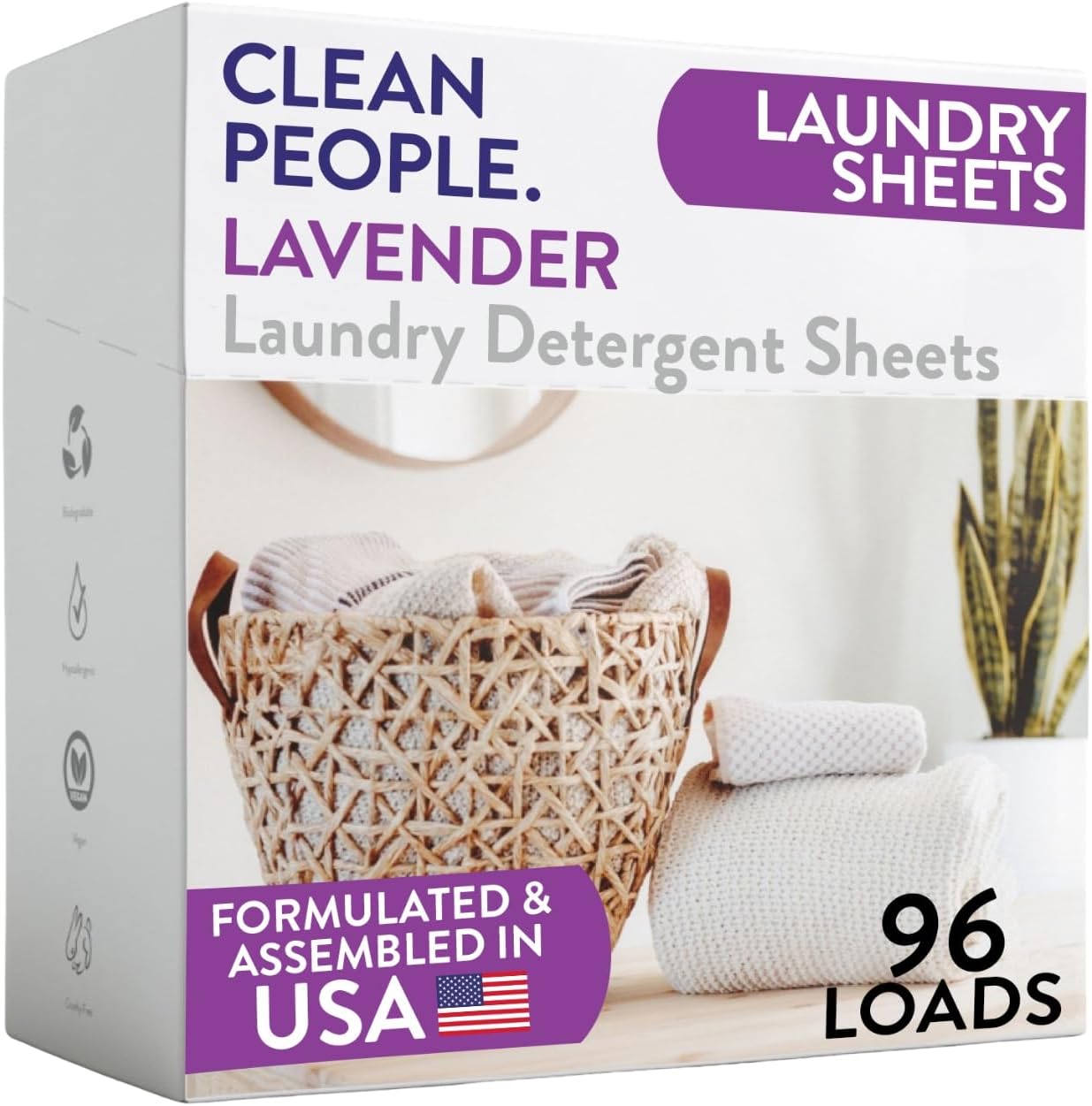 Clean People Lavender Laundry Detergent Sheets - Eco-Friendly Clean