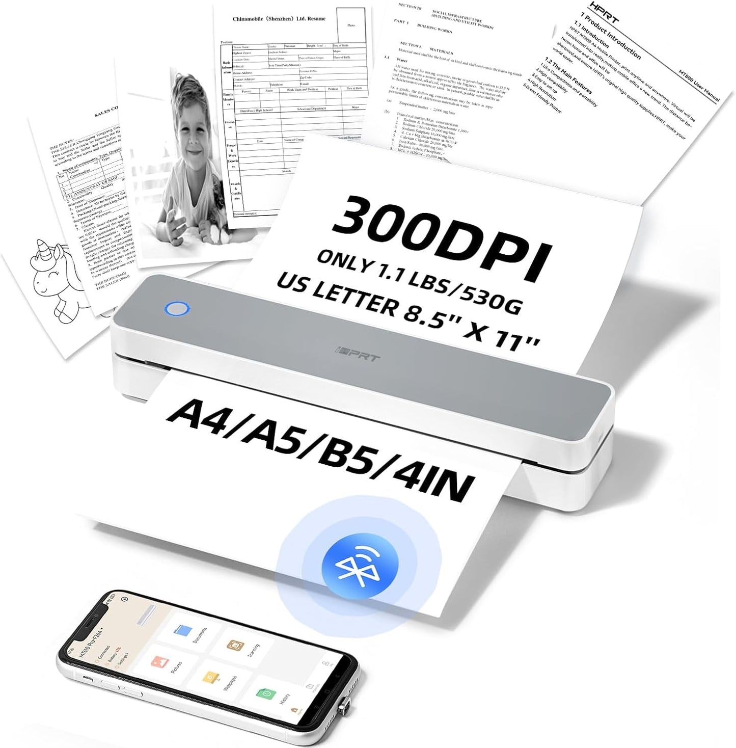 iDPRT Portable Bluetooth Printer: Wireless 300DPI Inkless Magic