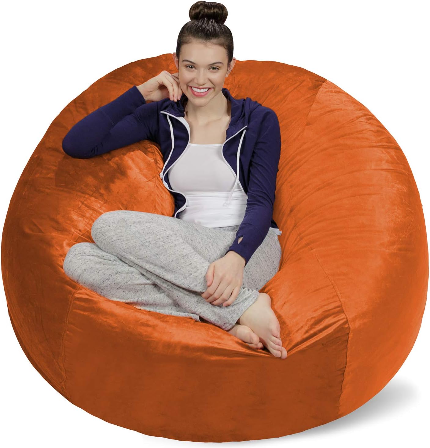 Cozy Memory Foam Bean Bag - Plush Tangerine 5ft