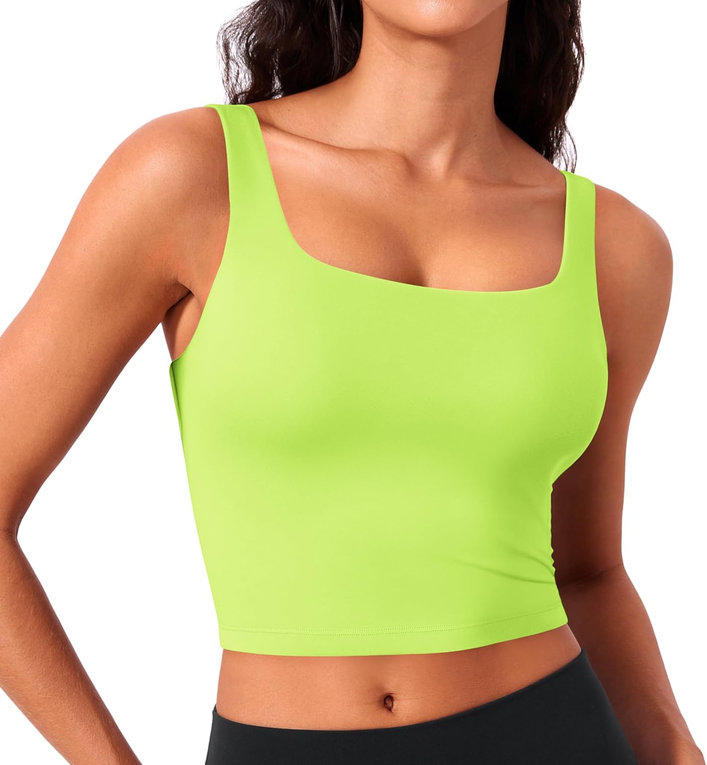 PINSPARK Sports Bra for Women Longline Tank Top with Built-in Bra