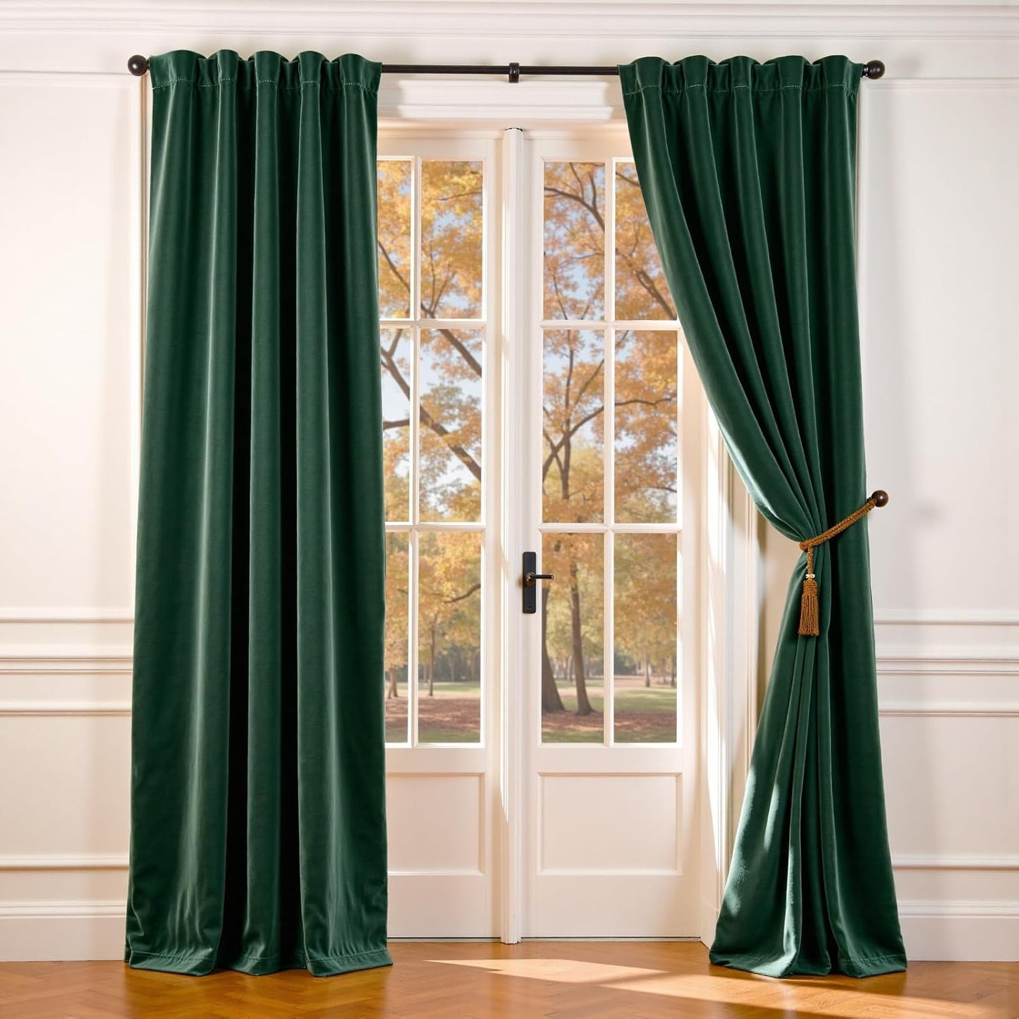 Lazzzy Velvet Curtains for Bedroom - Emerald Green Blackout Drapes
