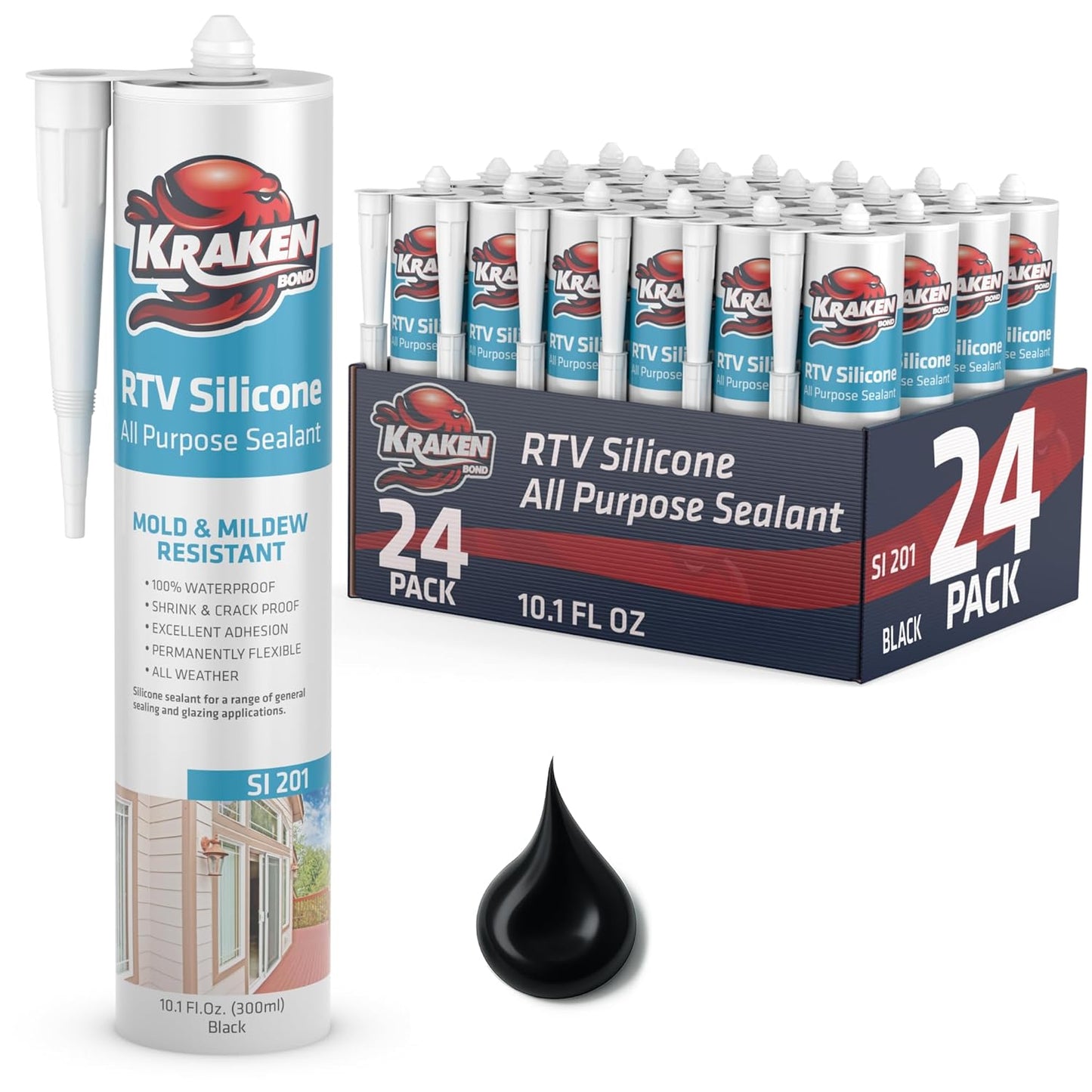 Kraken Bond Black Silicone Sealant Waterproof for All Uses