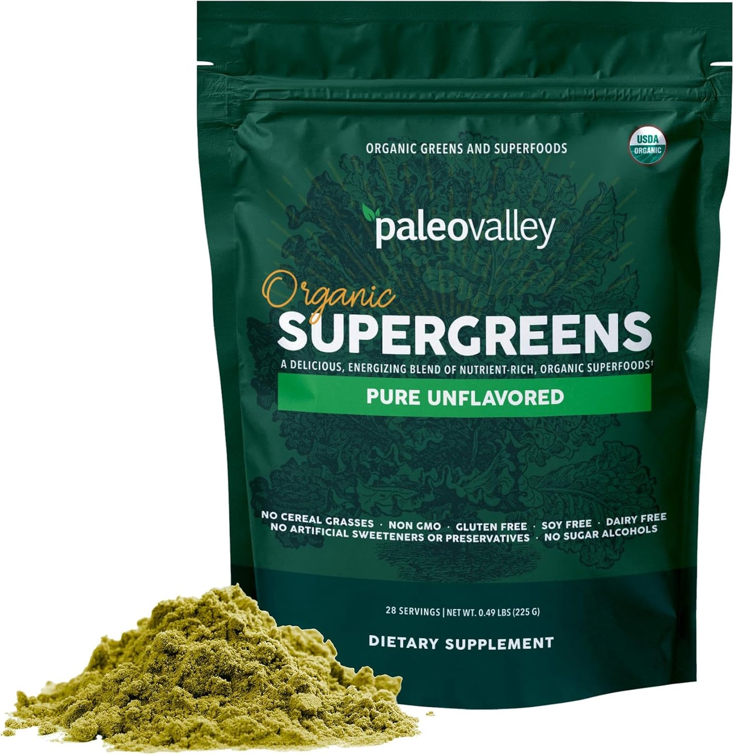 Paleovalley Organic Supergreens Powder for Energy and Immunity
