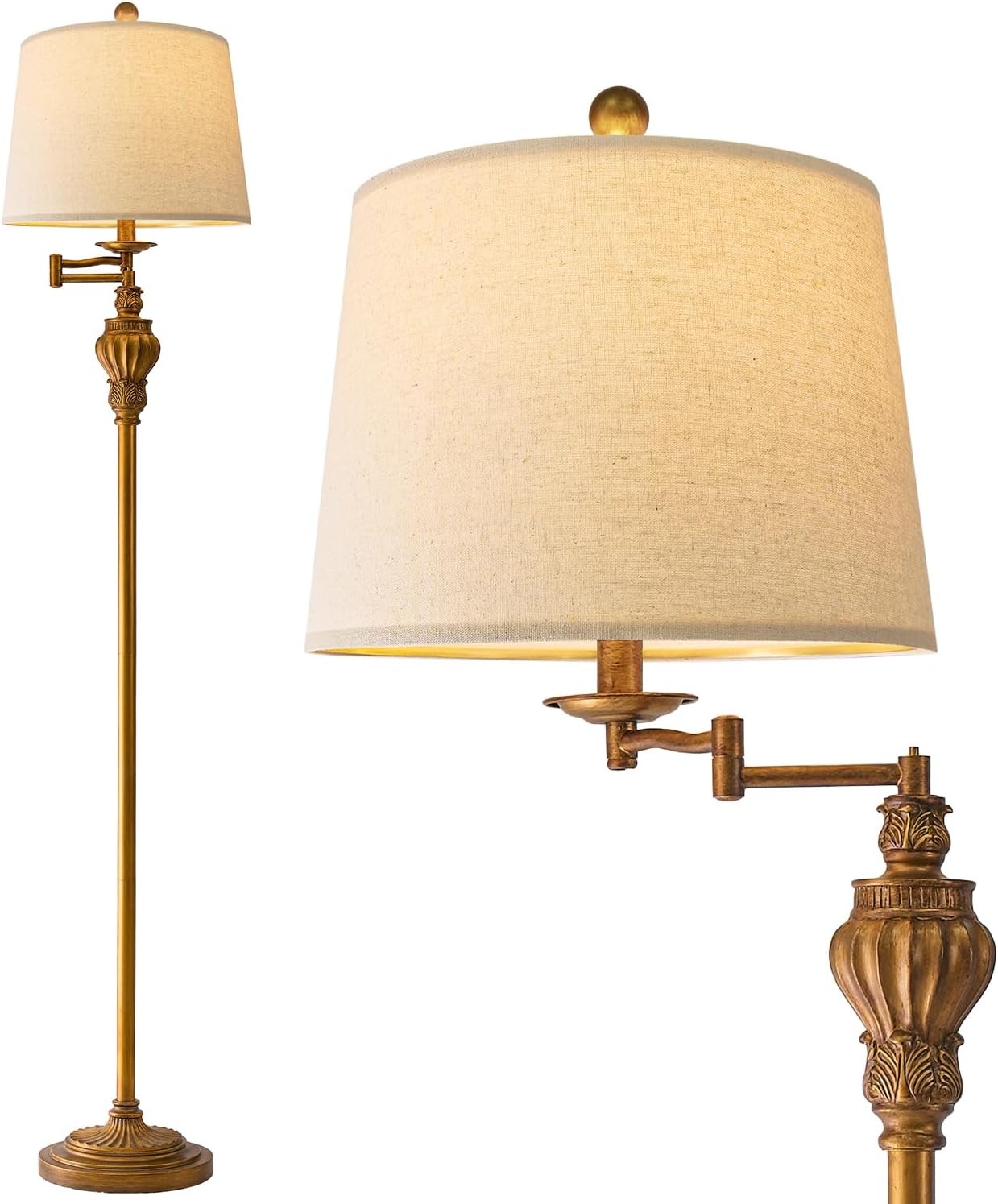 61 Vintage Floor Lamp with Adjustable Swing Arm for Home Decor