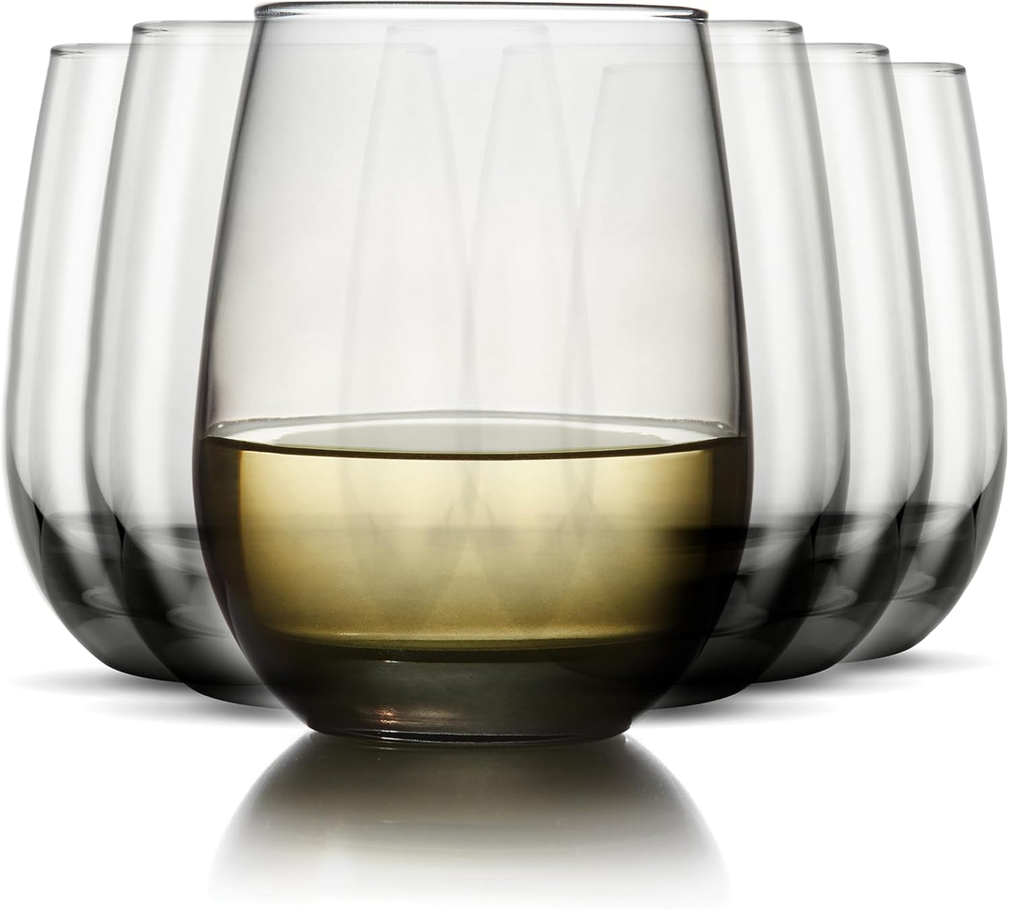 Libbey Classic Smoke Stemless Wine Glasses Set of 6, 15.25oz