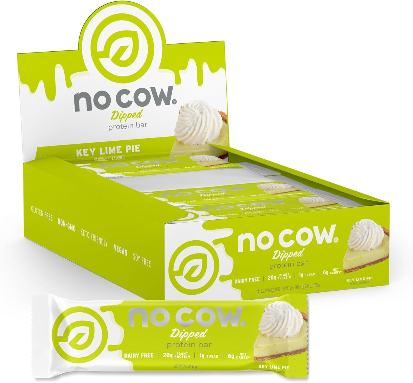 No Cow High Protein Bars - Dipped Key Lime Pie for Healthy Snacking