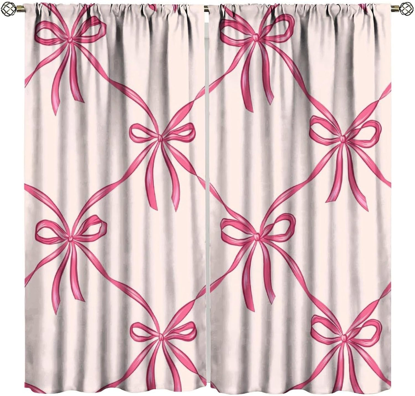Rod Pocket Stripe Curtains 42x45 - Thermal Insulated Girls&Womens Decor