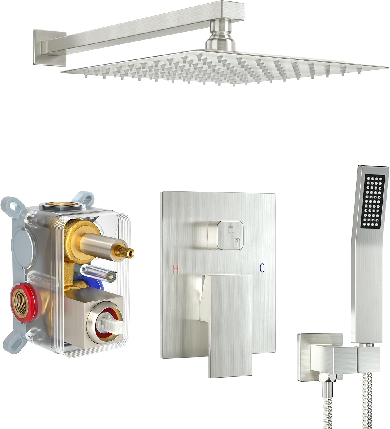 High-Pressure Shower Faucet Set with 10 Inch Rain Showerhead