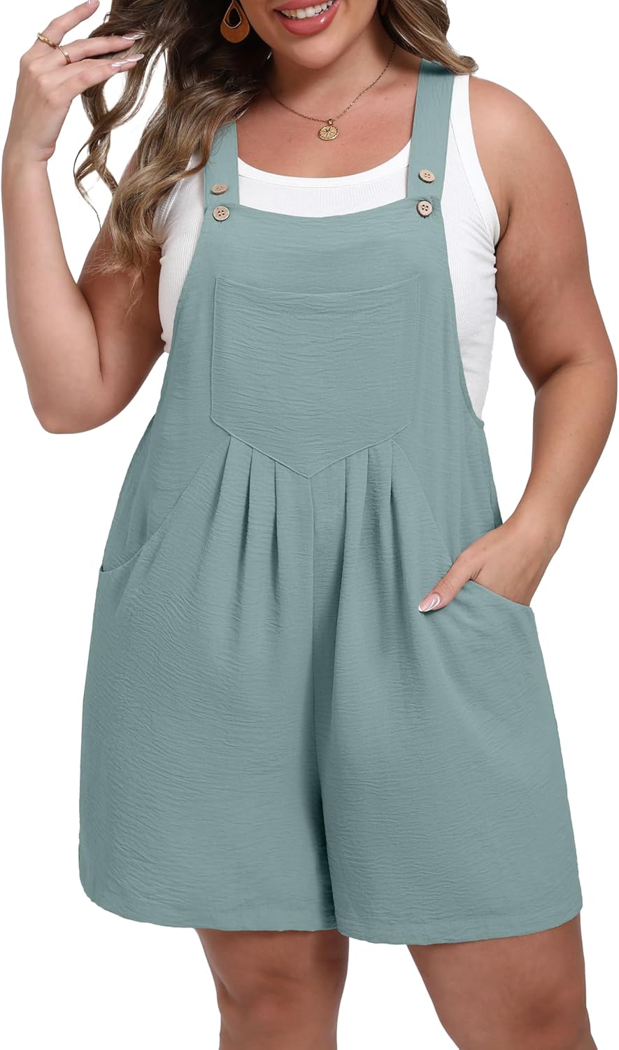 Plus Size Women's Casual Romper Jumpsuit with Pockets