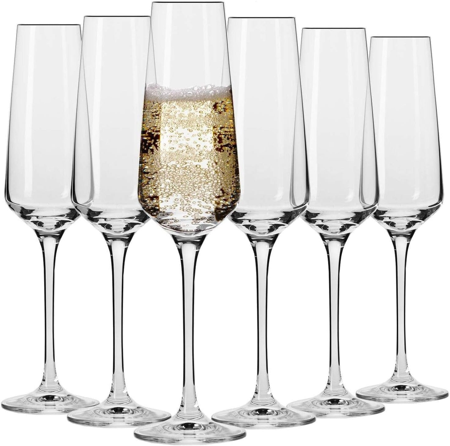 Krosno Crystal Champagne Flute Glasses Set of 6 for Elegance
