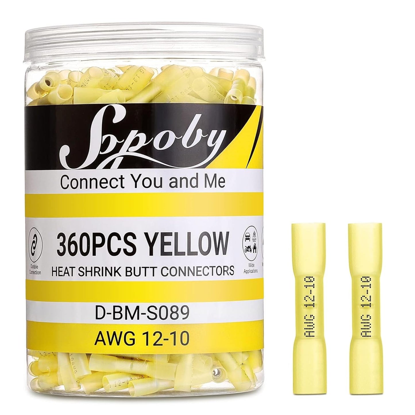 Sopoby 360PCS Heat Shrink Butt Connectors for Marine Use