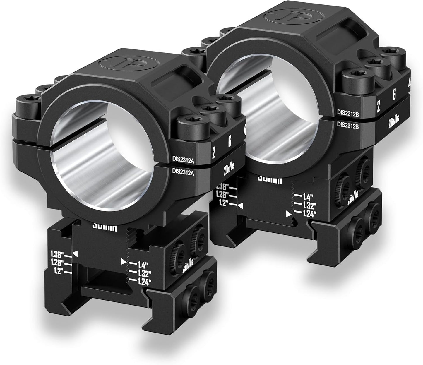 Adjustable Height Scope Rings for 25.4mm & 30mm Tubes