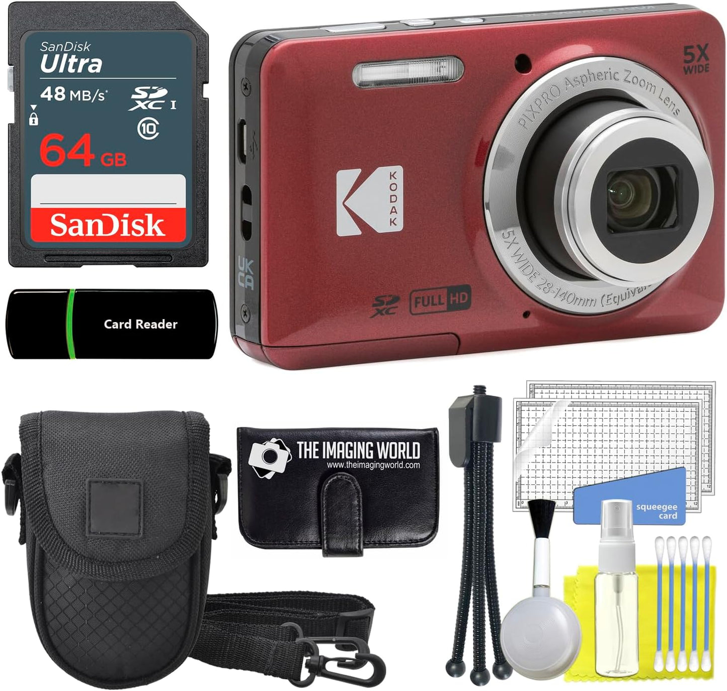 Kodak PIXPRO FZ55 Digital Camera with 64GB Bundle and Tripod