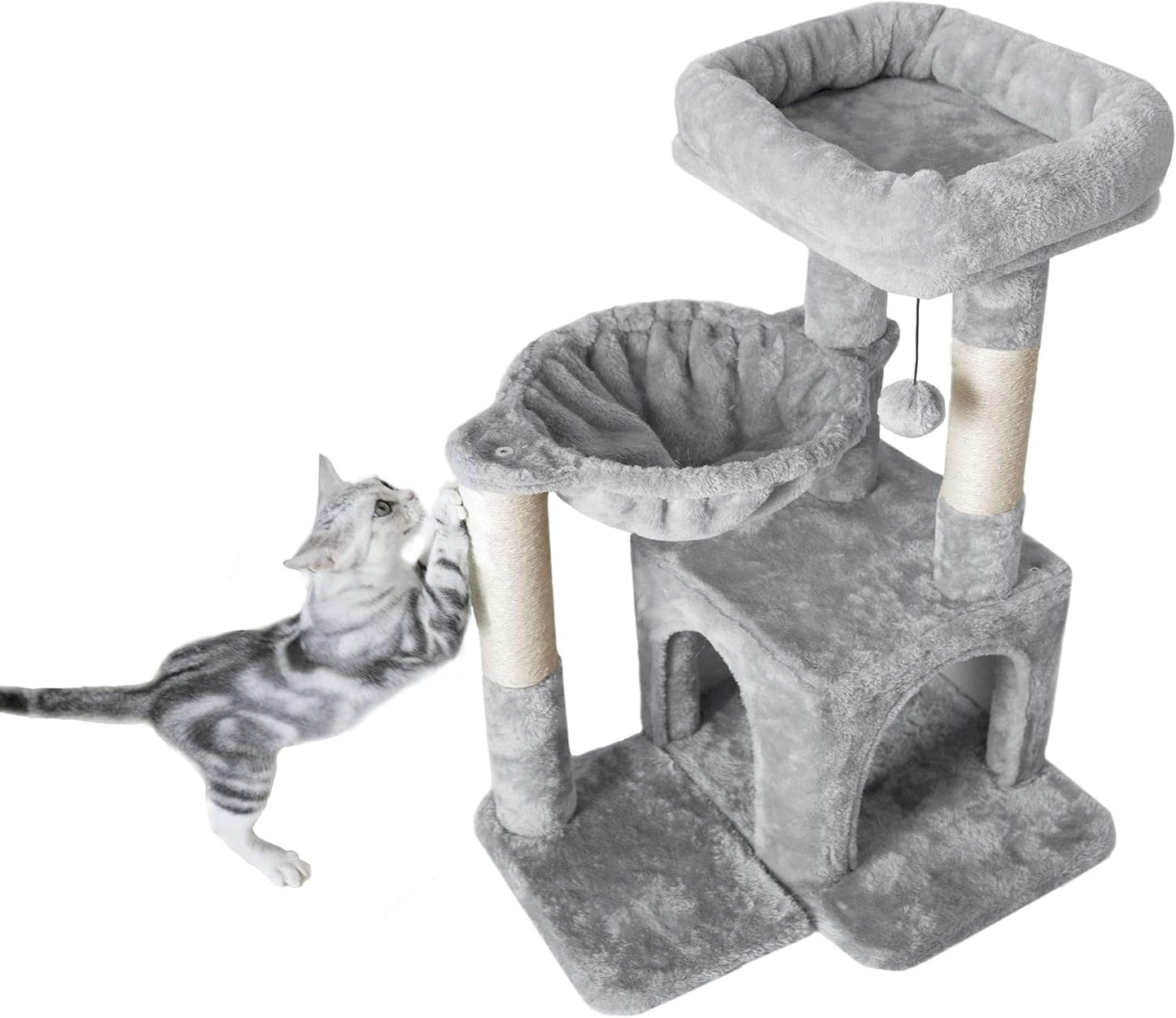 Pesofer Cat Tree Small Tower with Hammock and Scratching Post