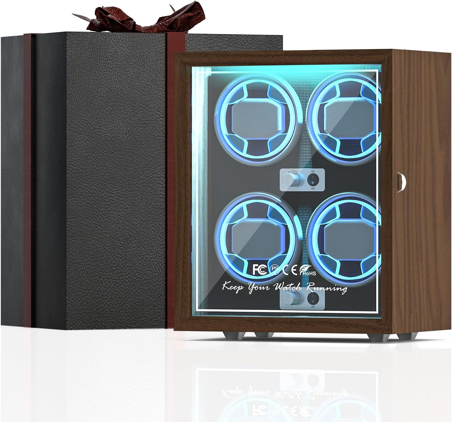 Luxury Multi-Slot Watch Winder with Blue Backlight