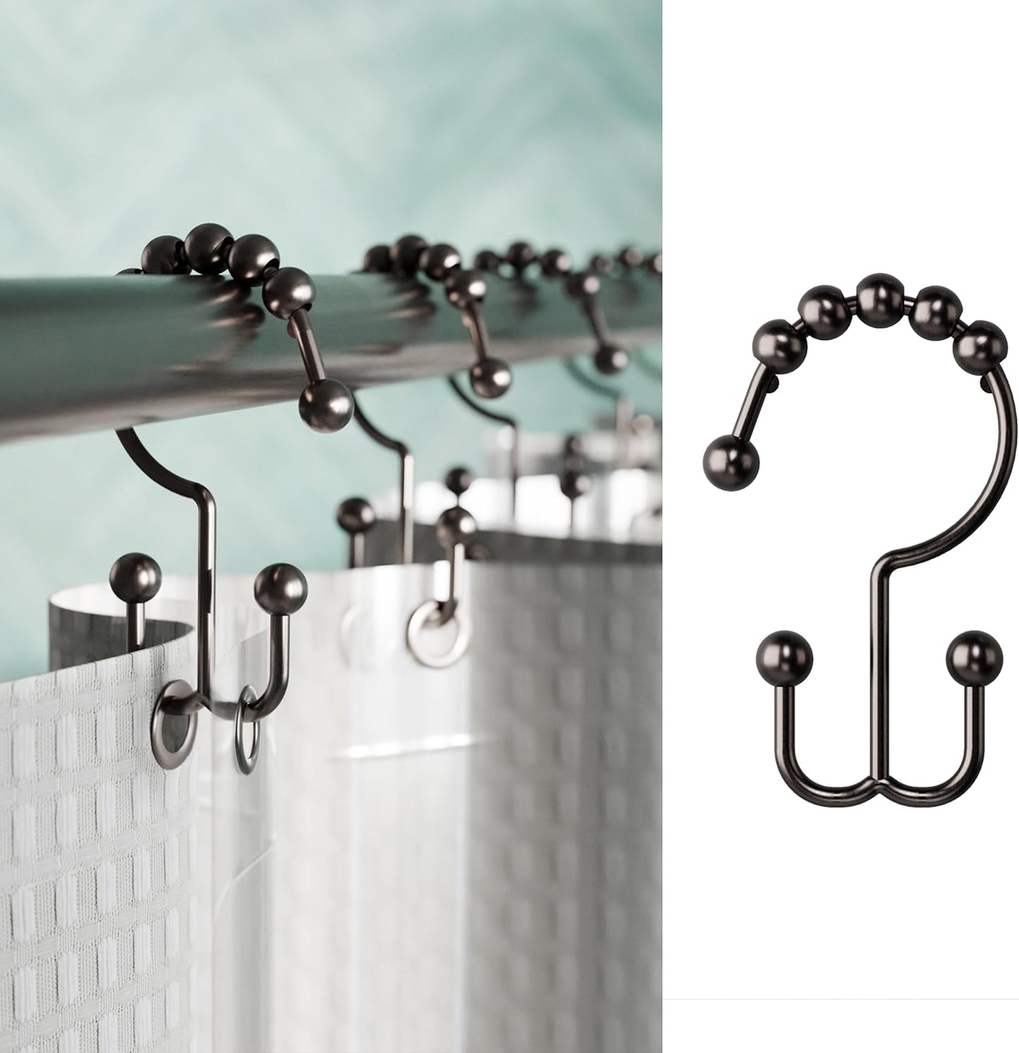 12 Oil Rubbed Bronze Double Glide Shower Rings - Smooth & Rust-Resistant