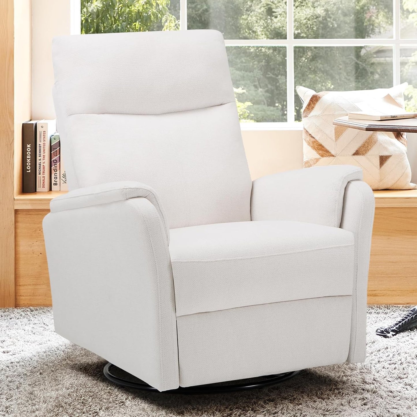 COLAMY Swivel Rocker with Extra Large Footrest