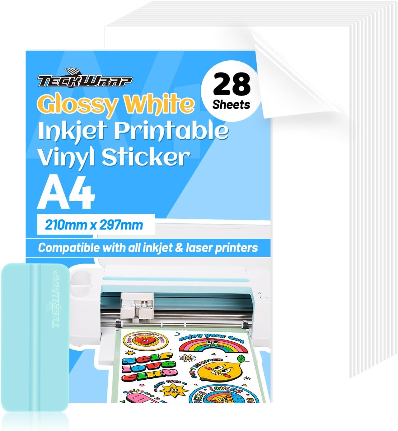 Glossy White Inkjet Sticker Paper for Crafting - 28 Sheets