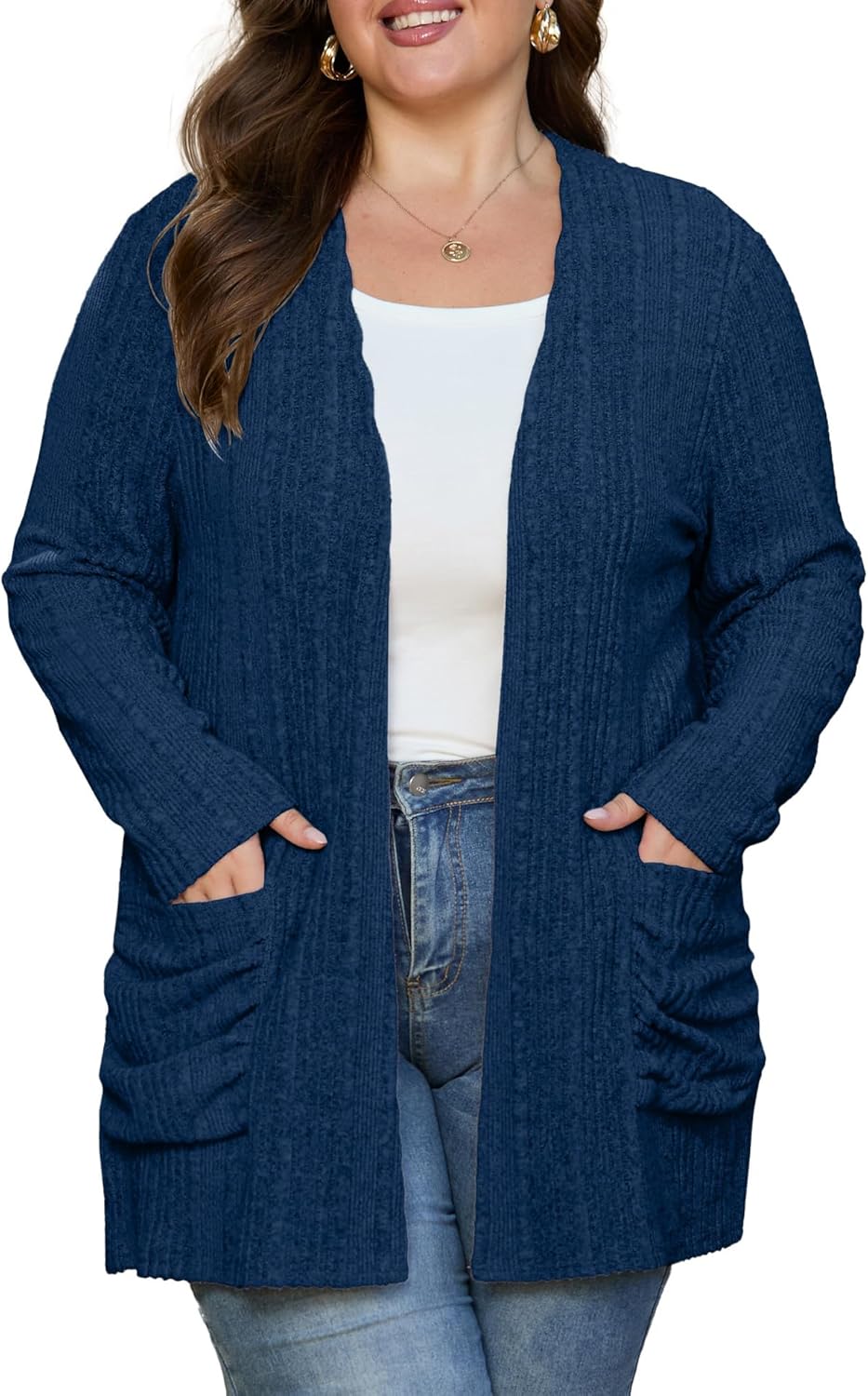Plus Size Cardigan for Women - Lightweight Soft Knit Sweater