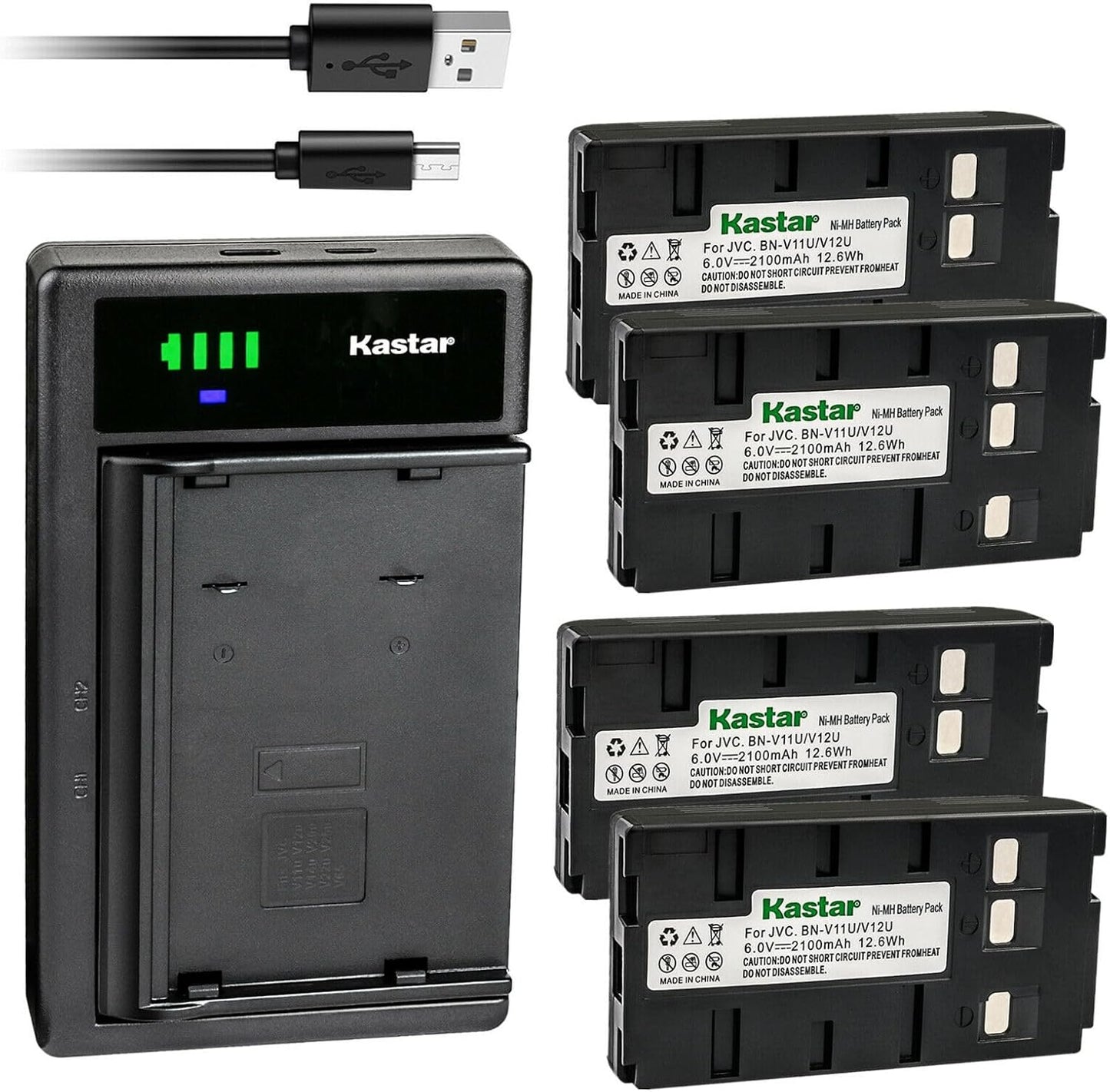 Kastar 4-Pack Battery and Smart USB Charger for Panasonic Camcorders