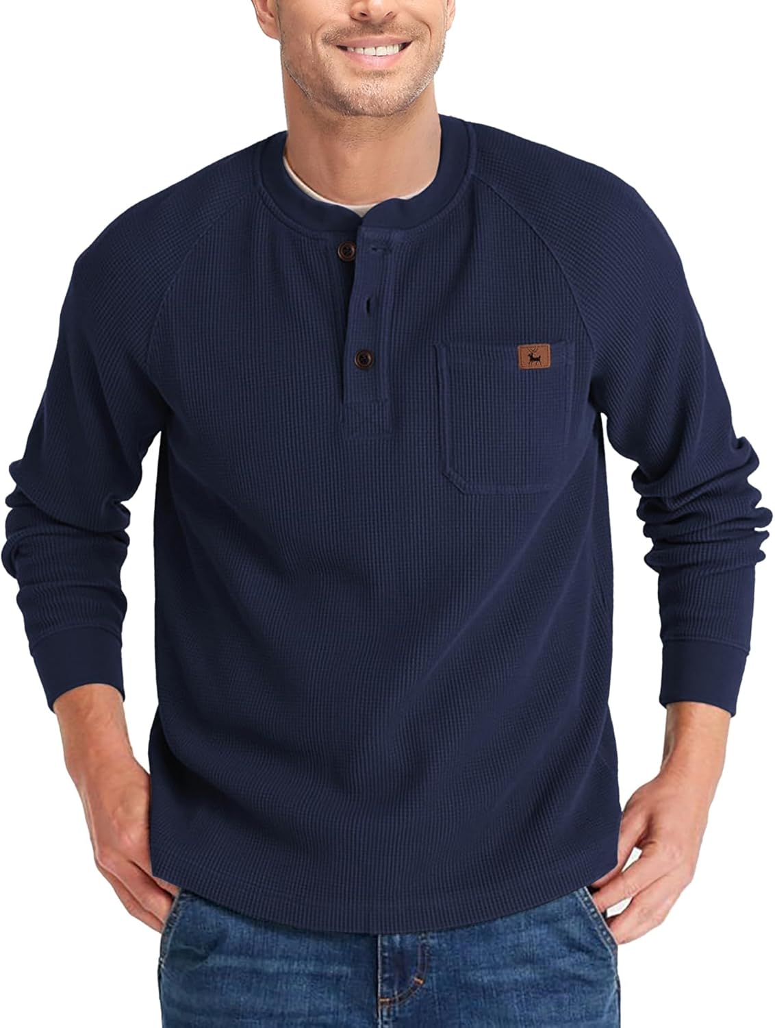ZITY Long Sleeve Henley Shirts for Men Casual Waffle Fashion