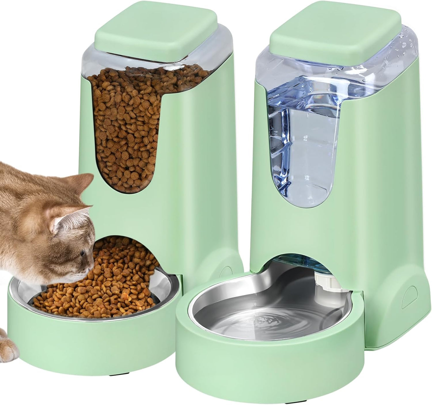 HWONMTE 2 Pack Automatic Cat Feeder and Water Dispenser