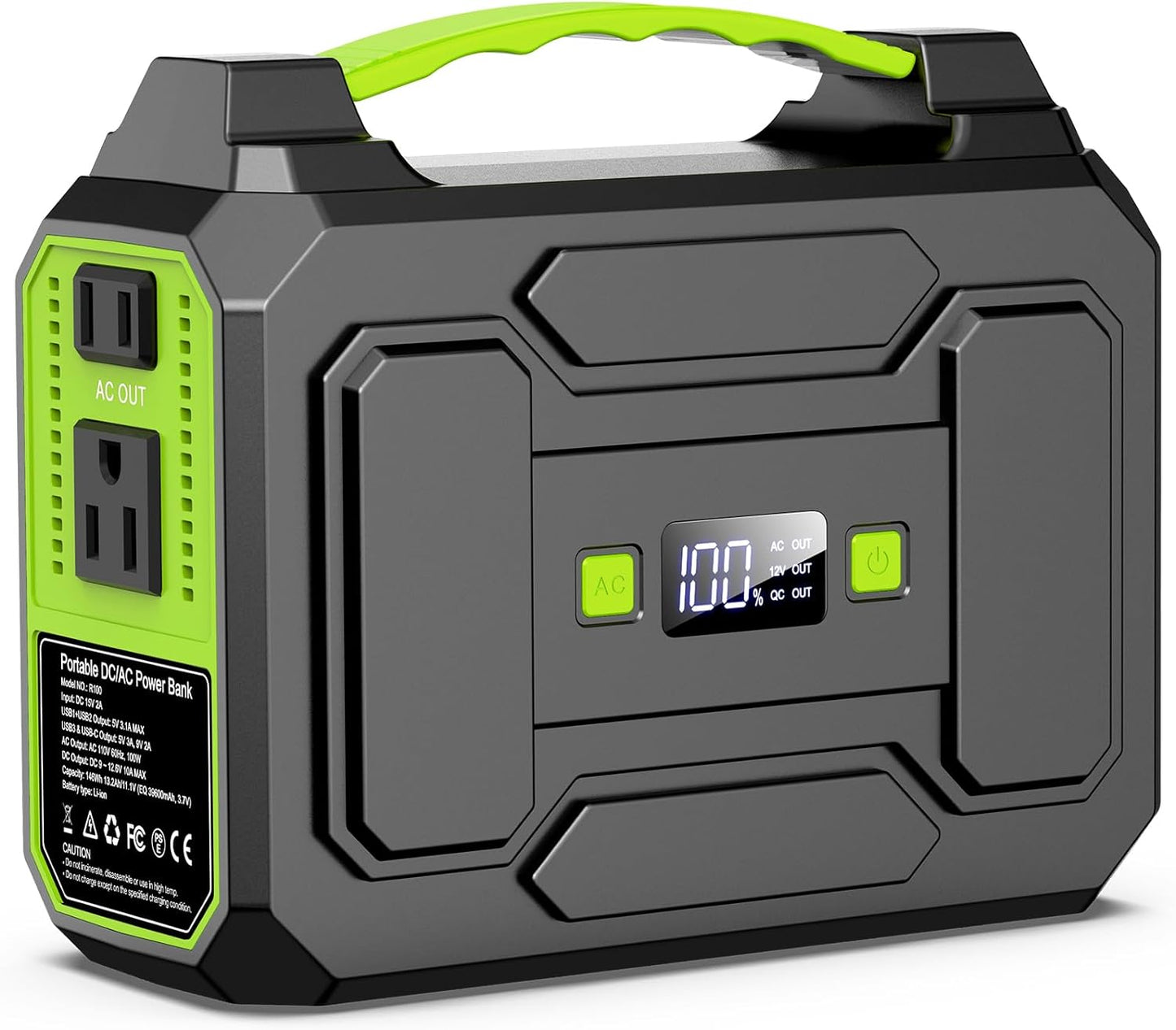 Portable Solar Power Bank: 39600mAh AC Outlet for Camping