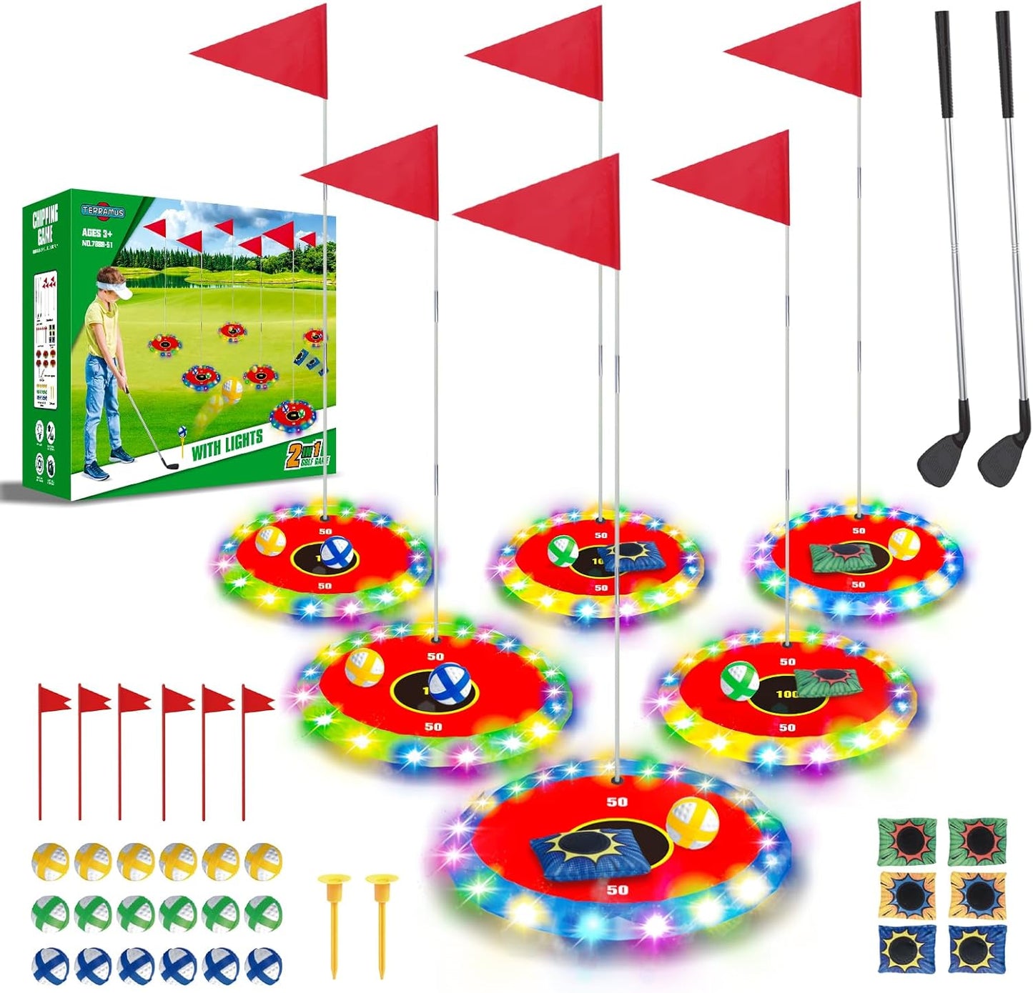 Light Up Golf Play Set - Upgraded Backyard Golf Chipping Game