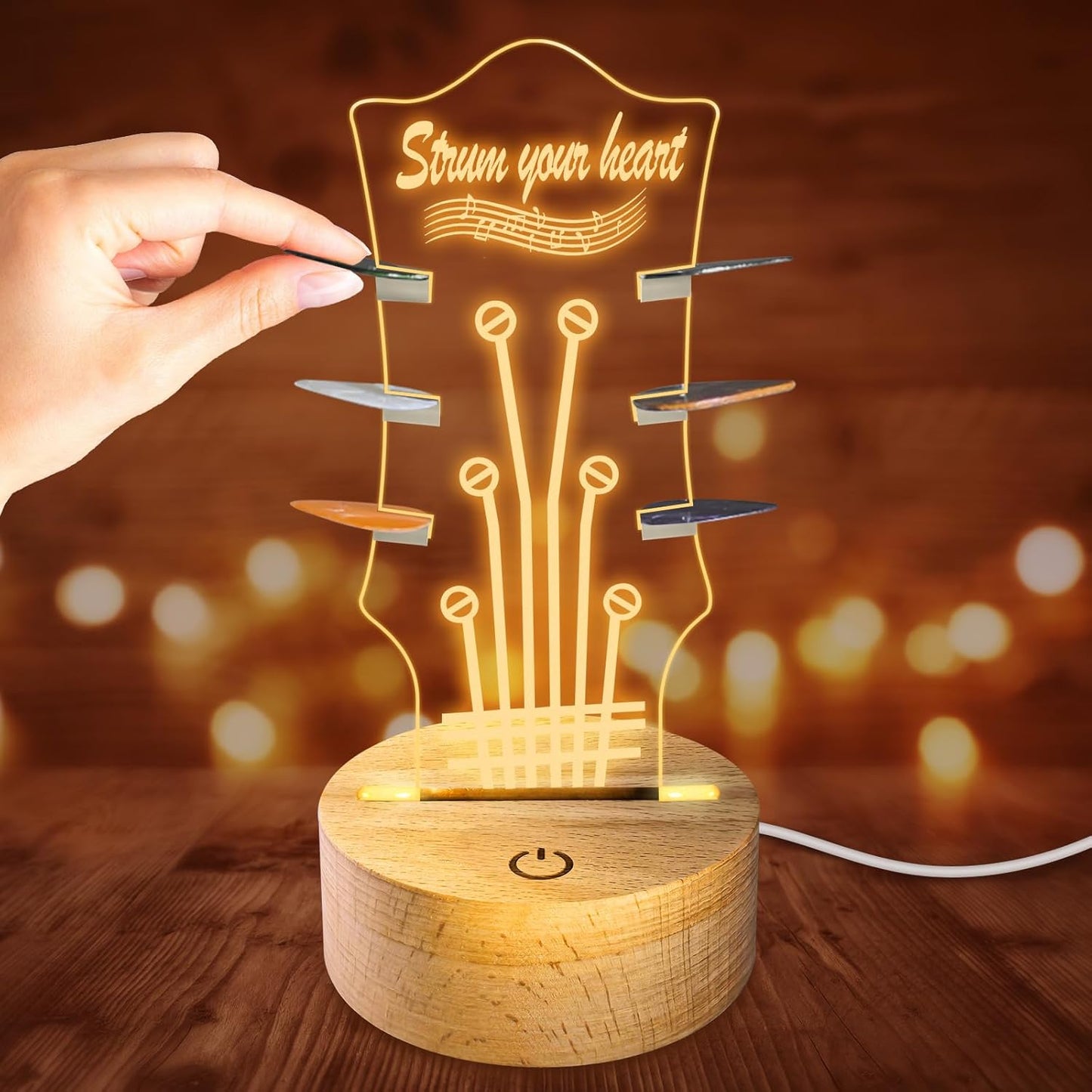 Personalized Guitar Picks Display - Brightness Adjustable