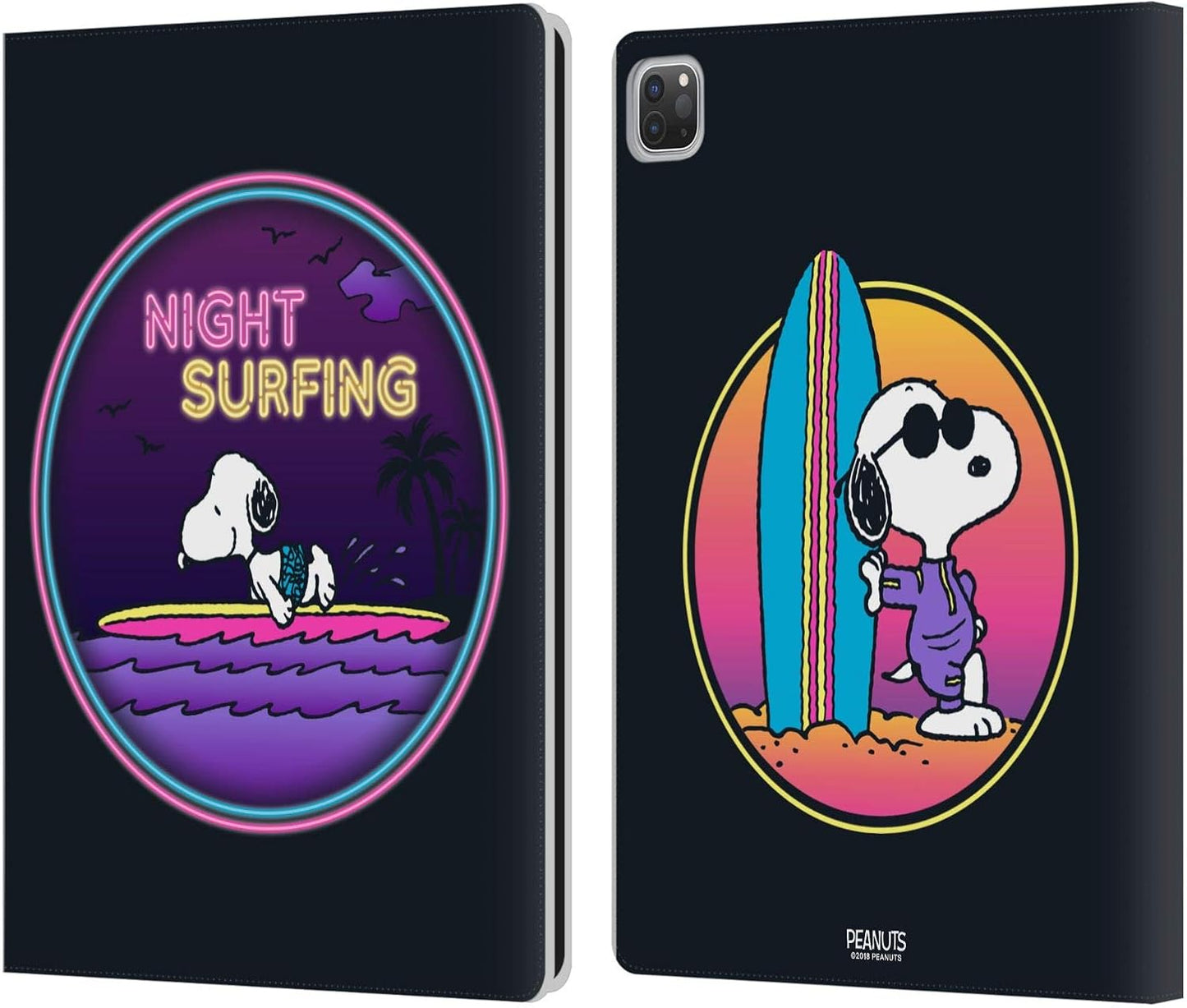 Peanuts Night Surfer Snoopy Aloha Leather Wallet Case for iPad Pro