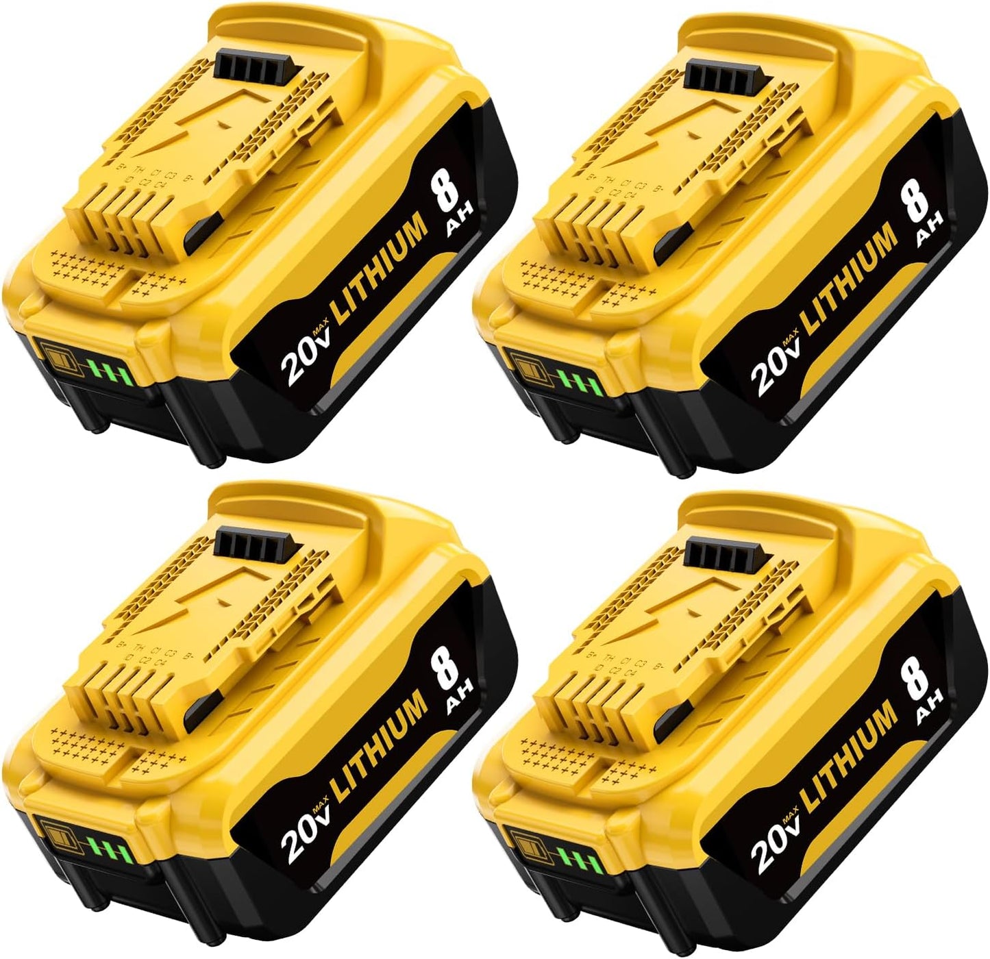 Replacement for Dewalt 20V MAX 8 Ah Lithium Ion Battery 4-Pack