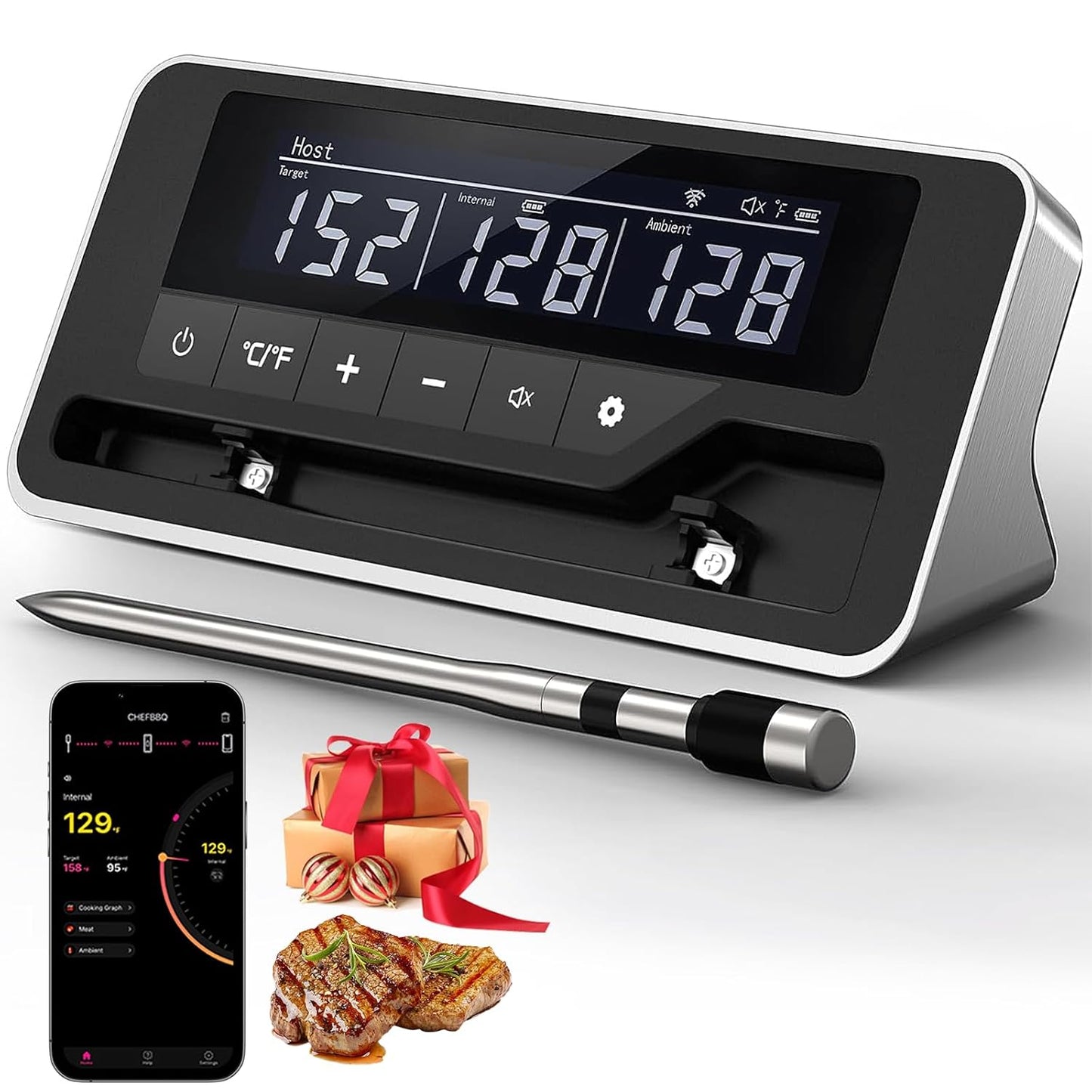 TempGrill: Ultra-Thin Probe, Large LCD, Wireless