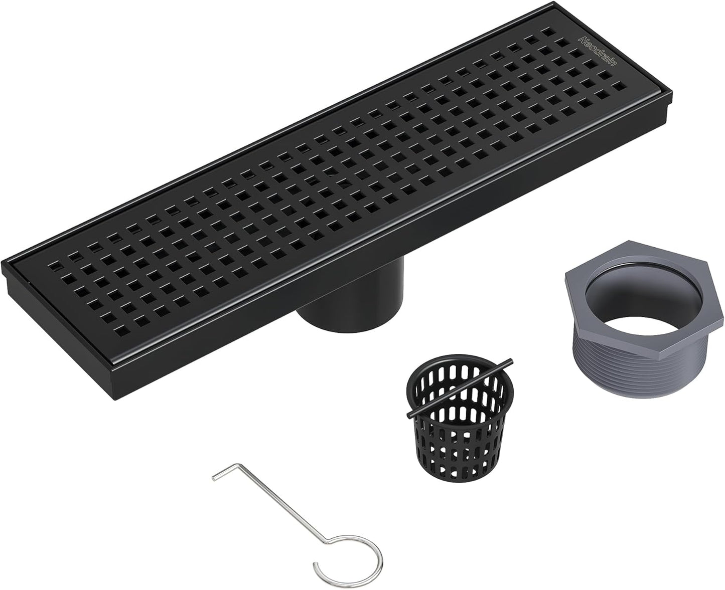 Neodrain 12-Inch Black Linear Shower Drain for Modern Bathrooms