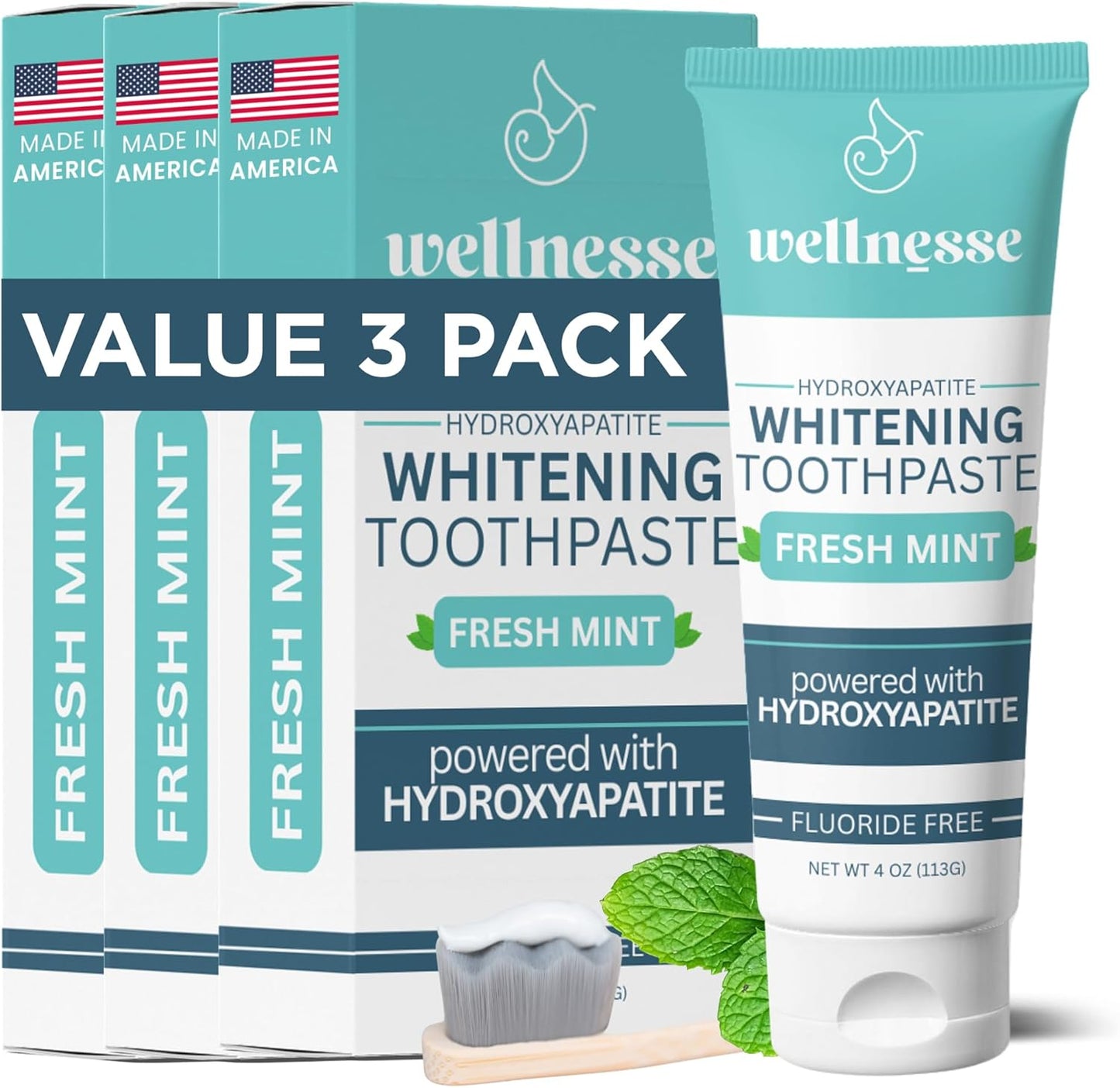 Wellnesse Whitening Hydroxyapatite Toothpaste for Bright Smiles