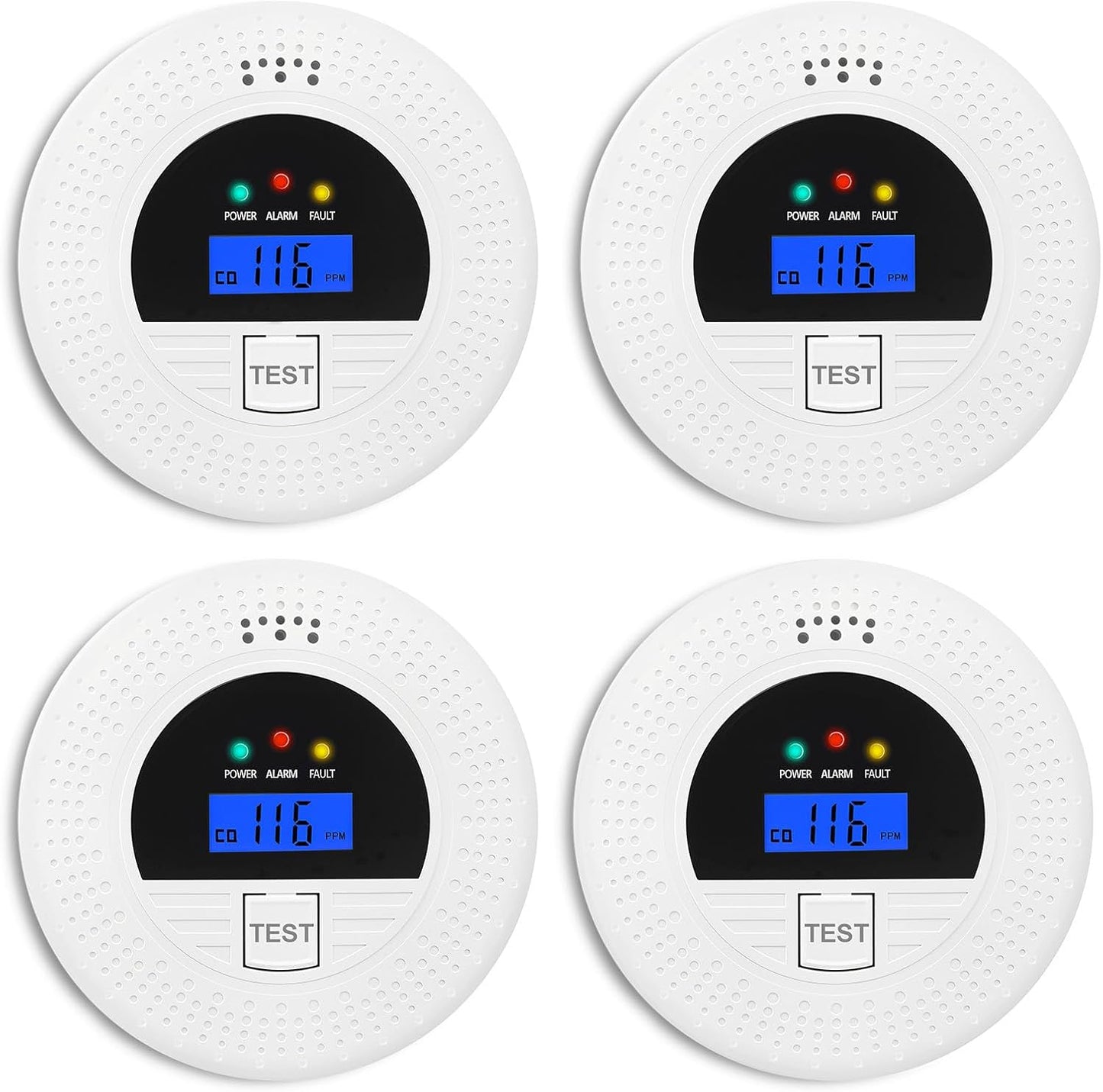 4-Pack Smoke and Carbon Monoxide Detector with Digital Display