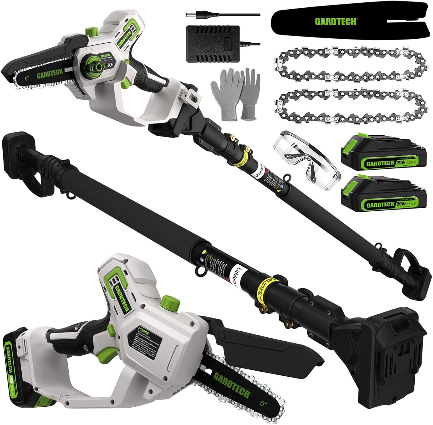 Gardtech 20V MAX Brushless Cordless Pole Saw for Pruning