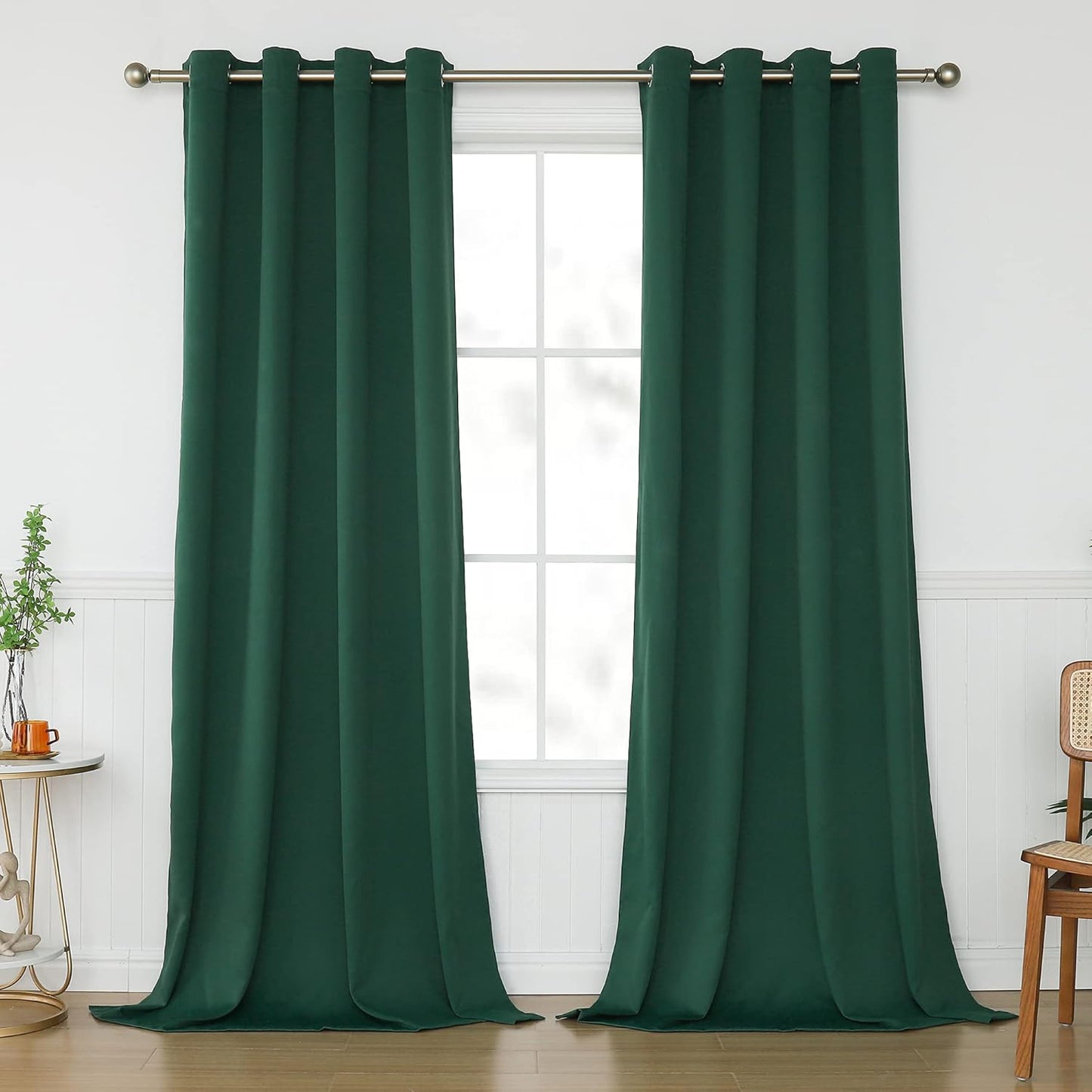 KEQIAOSUOCAI Emerald Green Curtain 108 Inch Length for Home