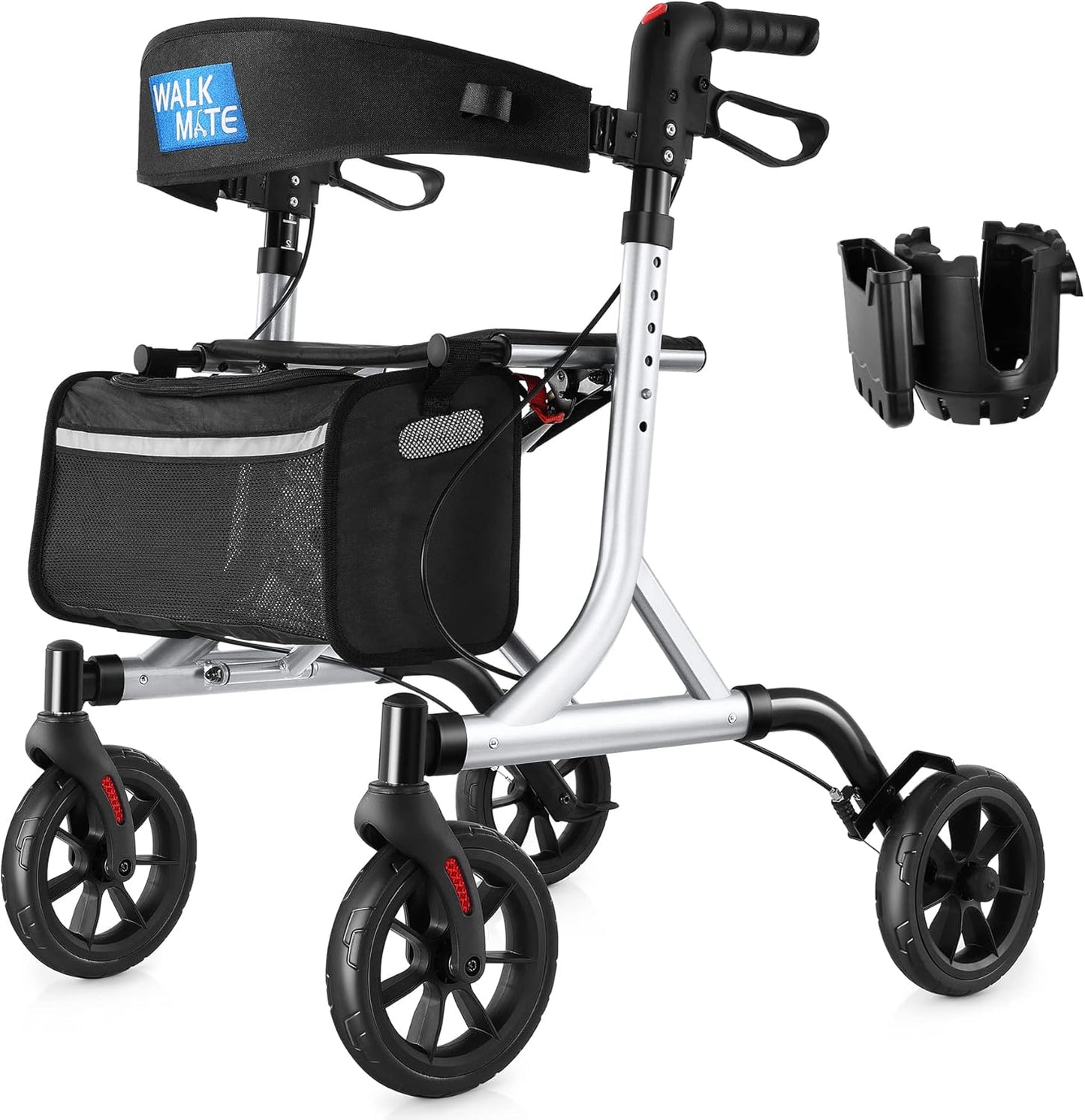 Rollator Walker for Seniors with Cup Holder and Height Adjustment