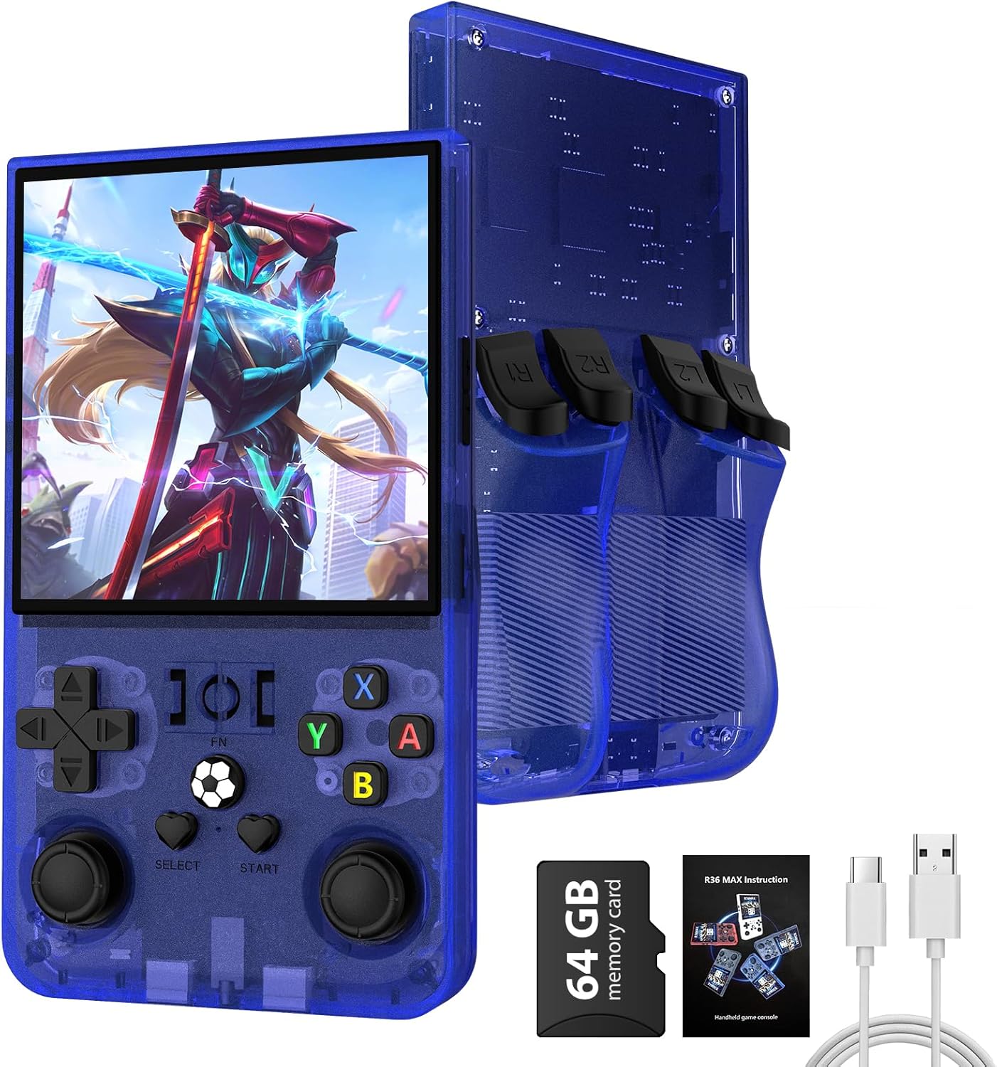 R36MAX Retro Handheld Game Console with 4.0 Inch IPS Screen