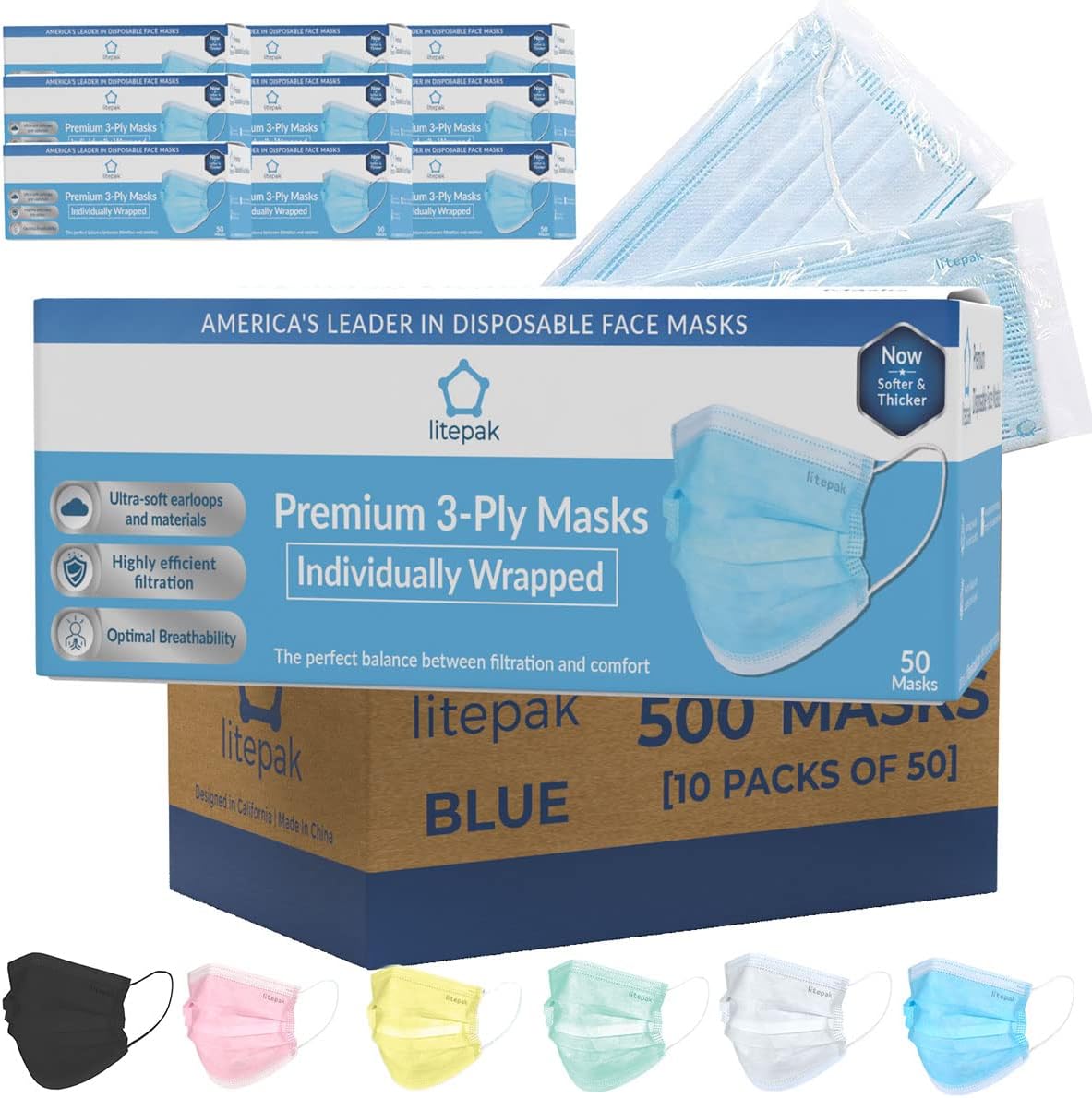 Litepak 500pcs Premium Disposable Face Mask for All-Day Comfort