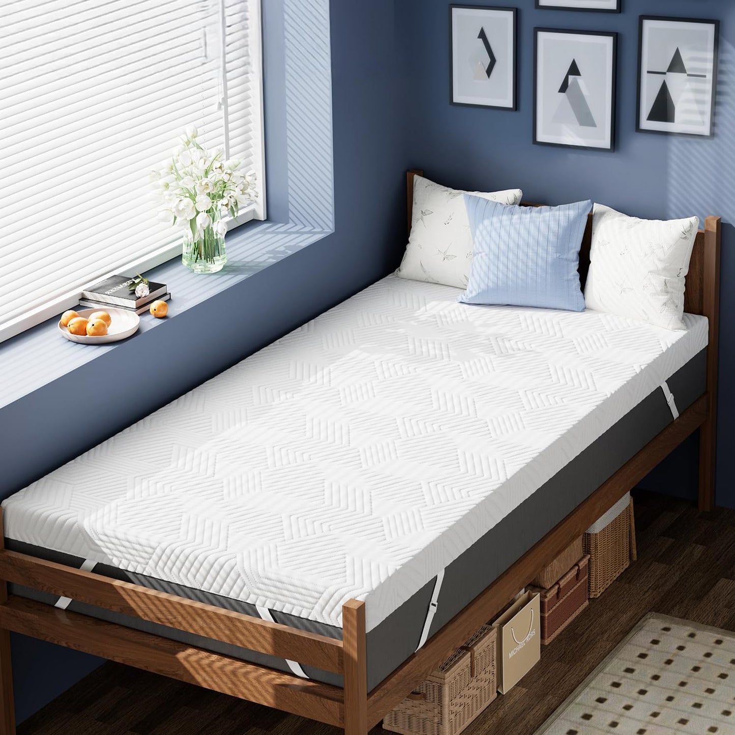 ELEMUSE 3 Inch Gel Memory Foam Mattress Topper for Comfort