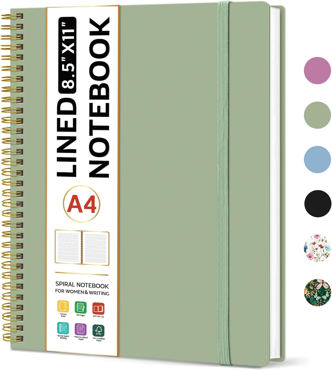 Taja Large A4 Spiral Notebook: College Ruled, Ideal for Work and Journaling