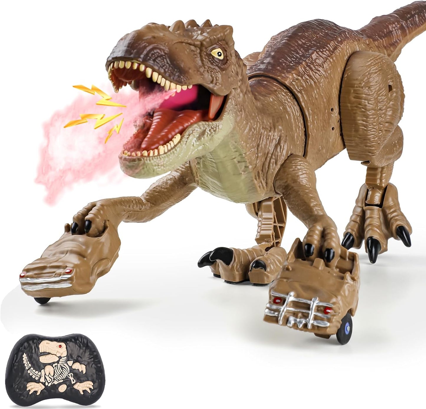 RC Tyrannosaurus Rex Dinosaur Toy for Kids with Spray & Roar